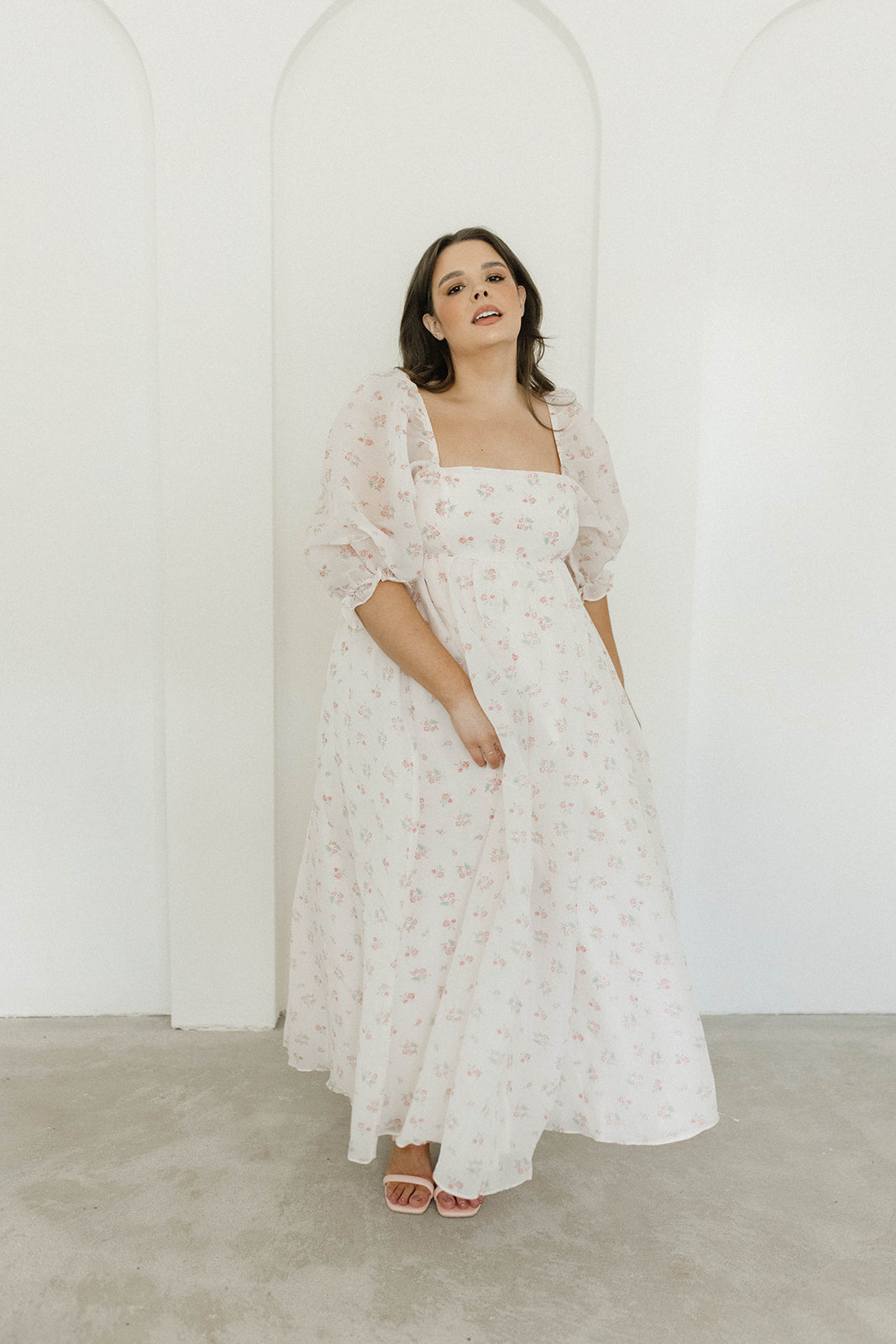 Mona Maxi Dress with Smocking - Blush Floral Print, Bump Friendly Maternity Dress, Inclusive Sizing S-3XL | Perfect for Weddings, Beach Vacations & Summer Outfits
