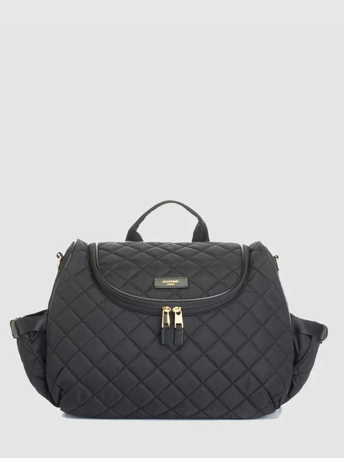 Storksak Poppy Luxe Diaper Bag - Premium Black Scuba Changing Tote for Moms | Perfect for Travel, Daycare & On-the-Go Parenting