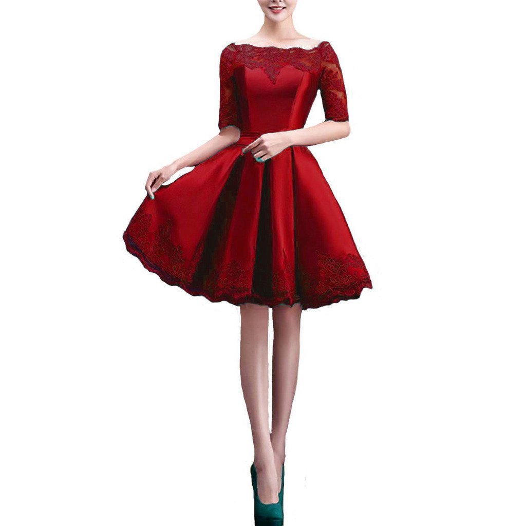 Vintage Off Shoulder Lace Short A-Line Prom Dress for Cocktail Party, Homecoming, and Formal Events - Elegant Floral Embroidery Homecoming Dresses for Women