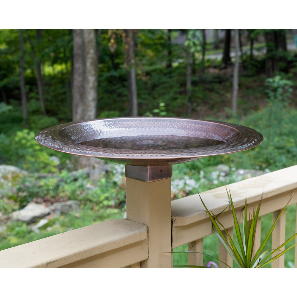 Achla Designs Hammered Copper Birdbath for 4x4 Post - Outdoor Garden Decor for Birds & Wildlife - Perfect for Backyard, Patio, and Garden Decorations