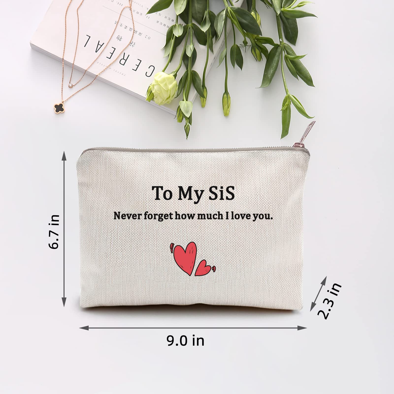 2pcs Linen Style Makeup Bag & Toiletry Pouch - Best Friend Gift for Sister, Soul Sister & Bestie - Perfect for Travel, Cosmetics & Personal Care Essentials