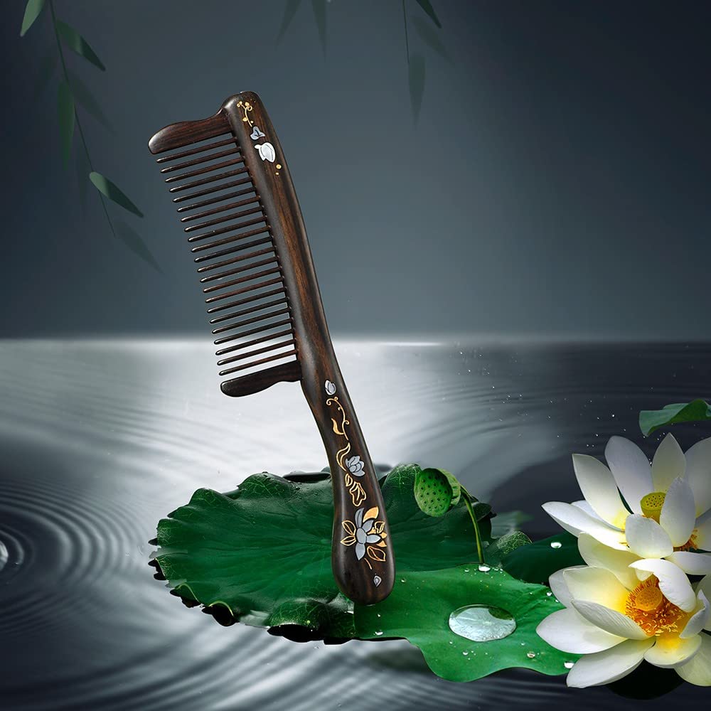 Premium Wooden Comb Set for Hair Care - Anti-Static Lotus Design for Smooth & Healthy Hair - Perfect for Daily Grooming, Travel & Salon Use