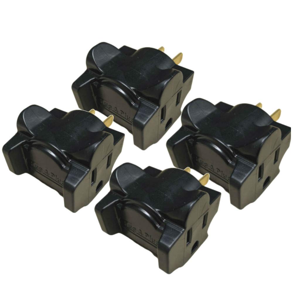 4 Pack Dual Outlet Wall Adapter - Space Saving Electrical Plug Extender for Home & Office - Black DG1.B.4.48-BK - Perfect for Bedrooms, Kitchens and Dorm Rooms