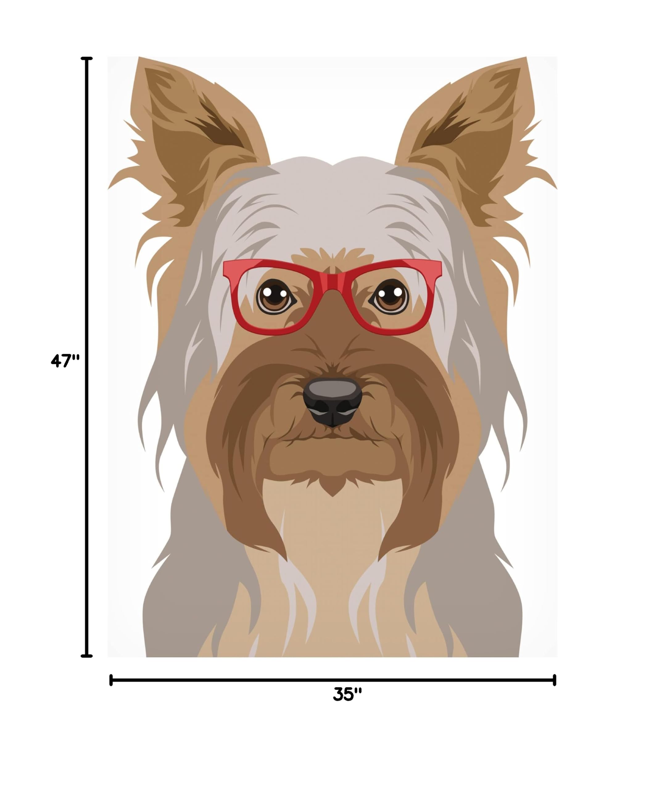 Trademark Fine Art 'Yorkshire Terrier Wearing Hipster Glasses 2' Canvas Wall Art Print by Furbaby Affiliates - Perfect for Pet Lovers' Home Decor, Office & Gift Giving