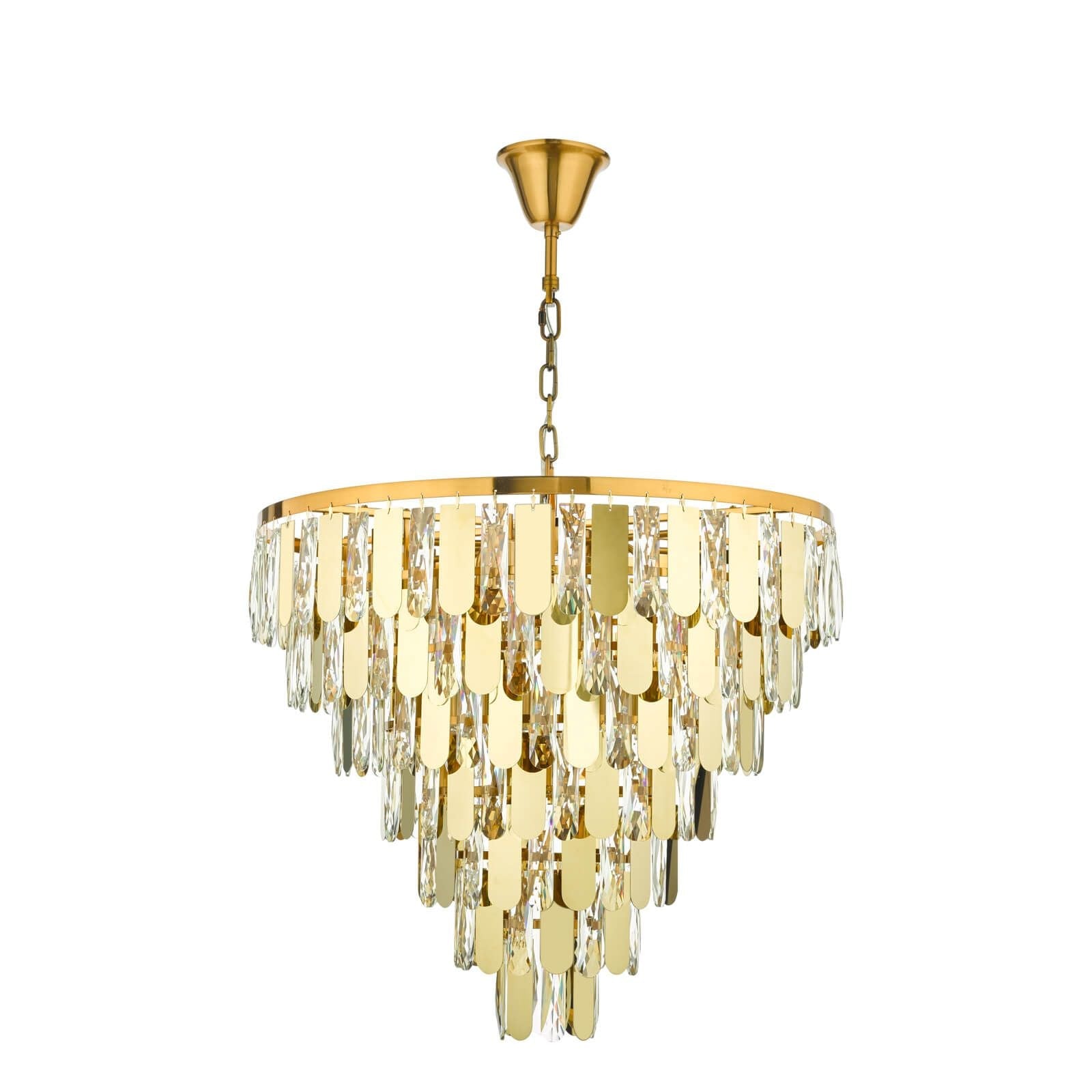 Amira 12-Light Chandelier in Polished Gold with Crystal Accents - Elegant Dining Room & Living Room Lighting Fixture