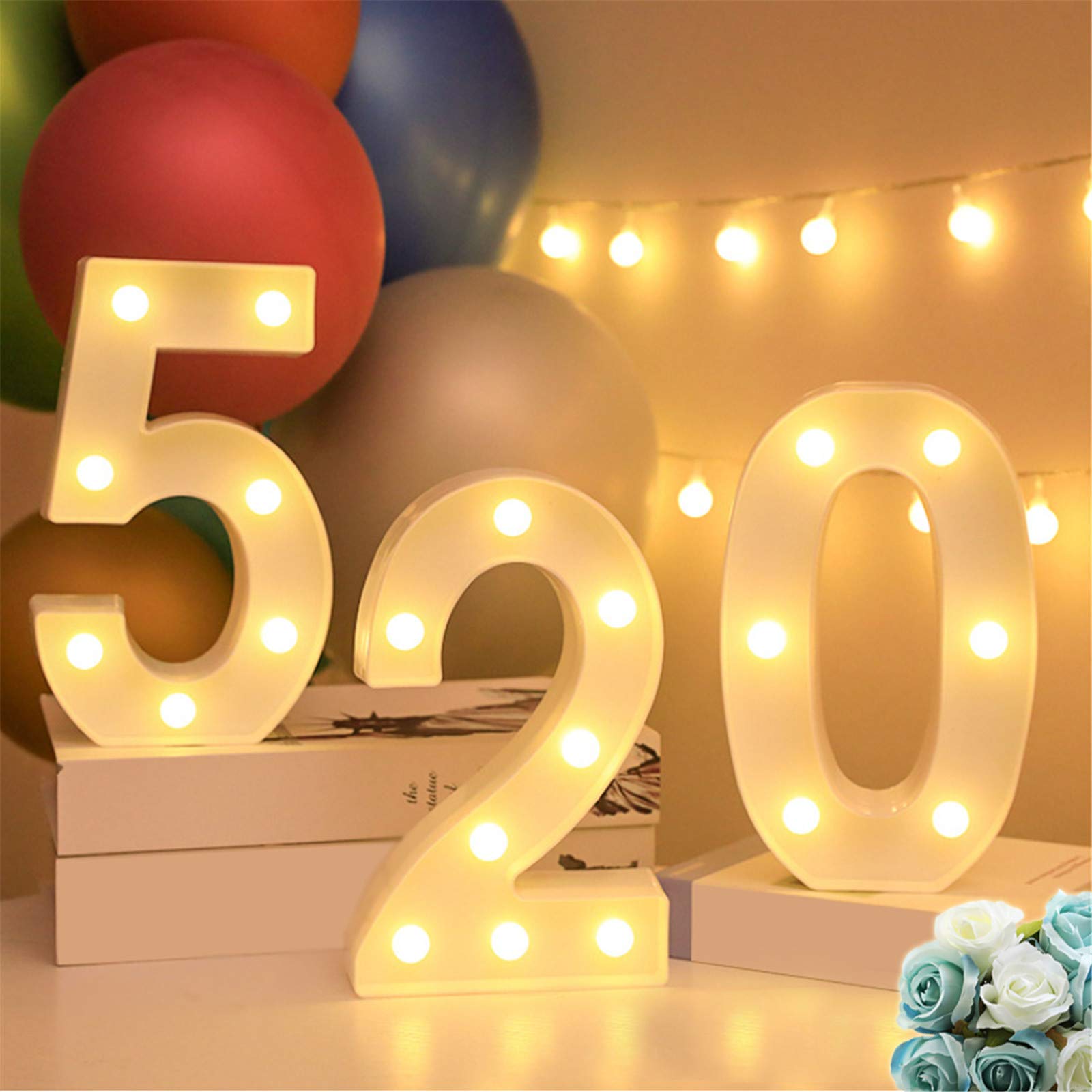 LED Light Up Number 2 Sign - Battery Powered Decorative Letter Lights for Christmas, Home Bar, Wedding & Birthday Party Decor - Perfect for Night Lights, Wall Decor, and Festive Celebrations