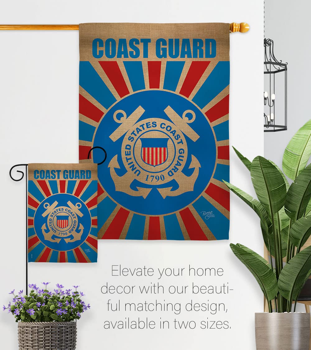 USCG Garden Flag Set with Stand - Double-Sided Military Yard Banner for Veterans