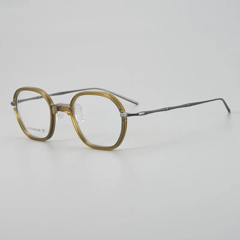 Stylish Unisex Titanium Acetate Eyeglasses - Oval & Square Full Rim Frame 71311 | Lightweight Durable Glasses for Work, Reading & Fashion