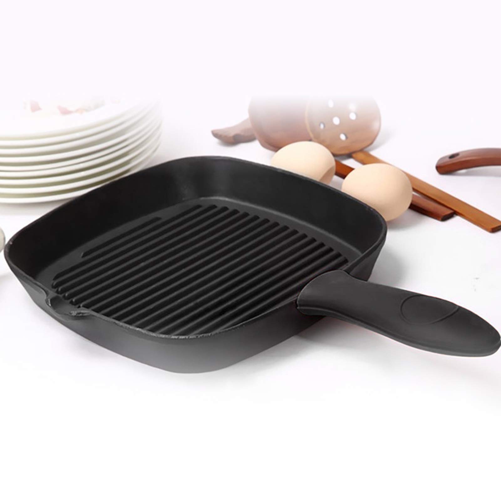 Heat-Resistant Silicone Handle Covers for Cast Iron Skillets & Griddles - 6-Pack Small & Large Black - Non-Slip Grip Protectors for Cooking, Baking & Grilling - Perfect for Stovetop, Oven & Outdoor BBQ Use