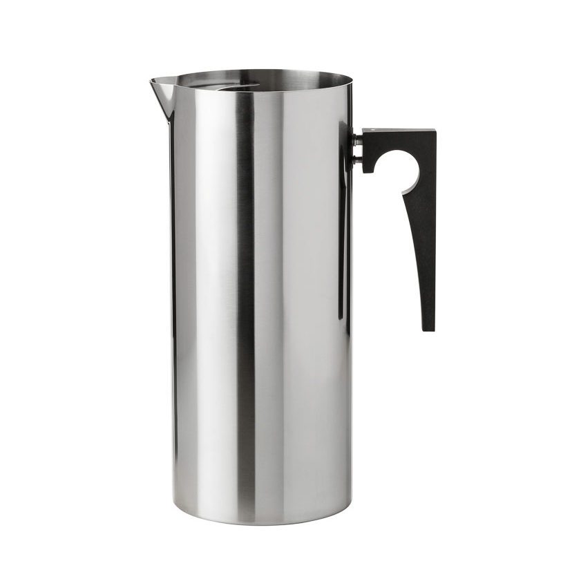 STELTON ARNE JACOBSEN Stainless Steel Water Jug with Ice Lip - 2L Modern Pitcher for Iced Tea, Lemonade & Cocktails - Elegant Kitchen & Dining Table Accessory