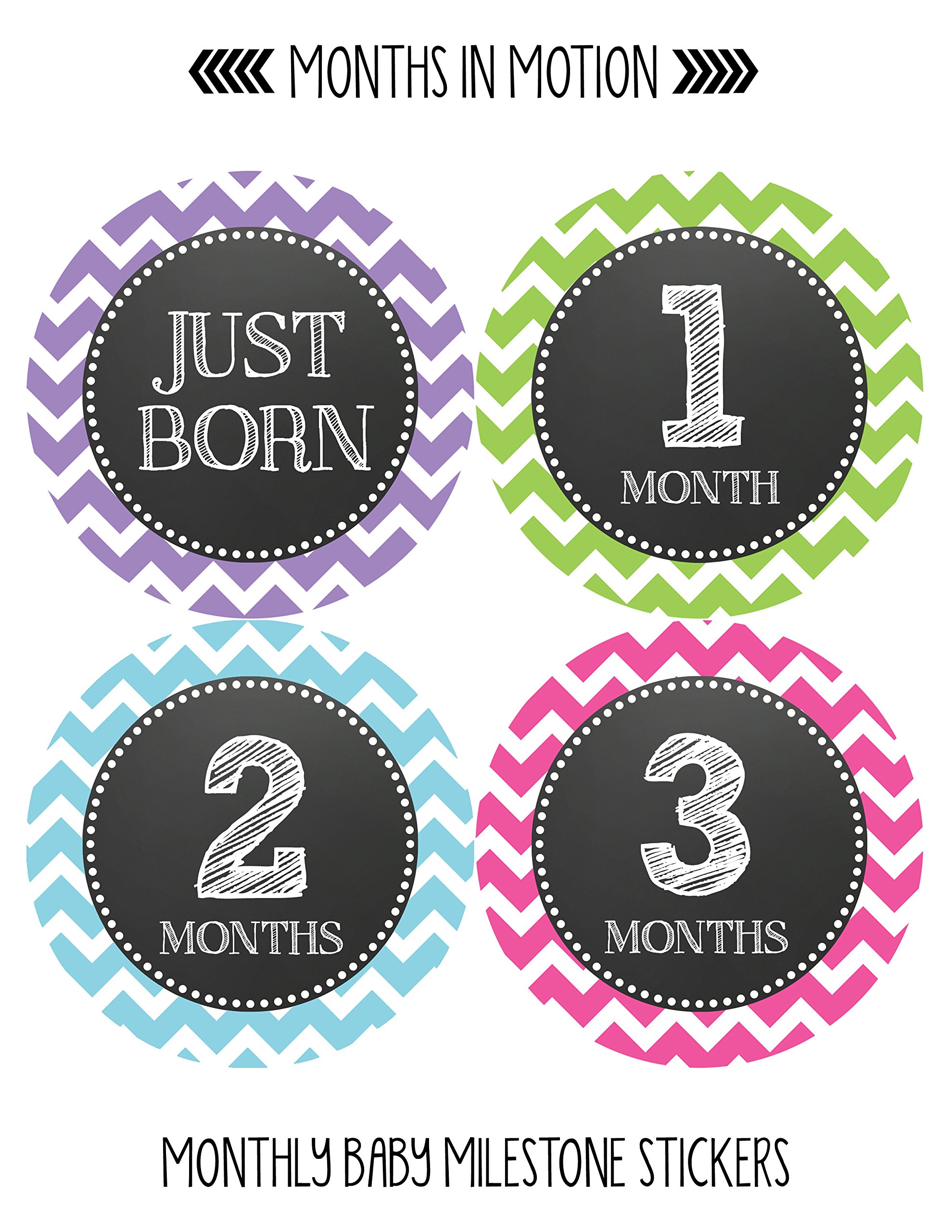 Baby Monthly Milestone Stickers - Newborn Girl Growth Tracking Stickers - Set of 20 Adhesive Photo Props for First Year Memories - Perfect for Baby Photo Shoots, Scrapbooking & Nursery Decor