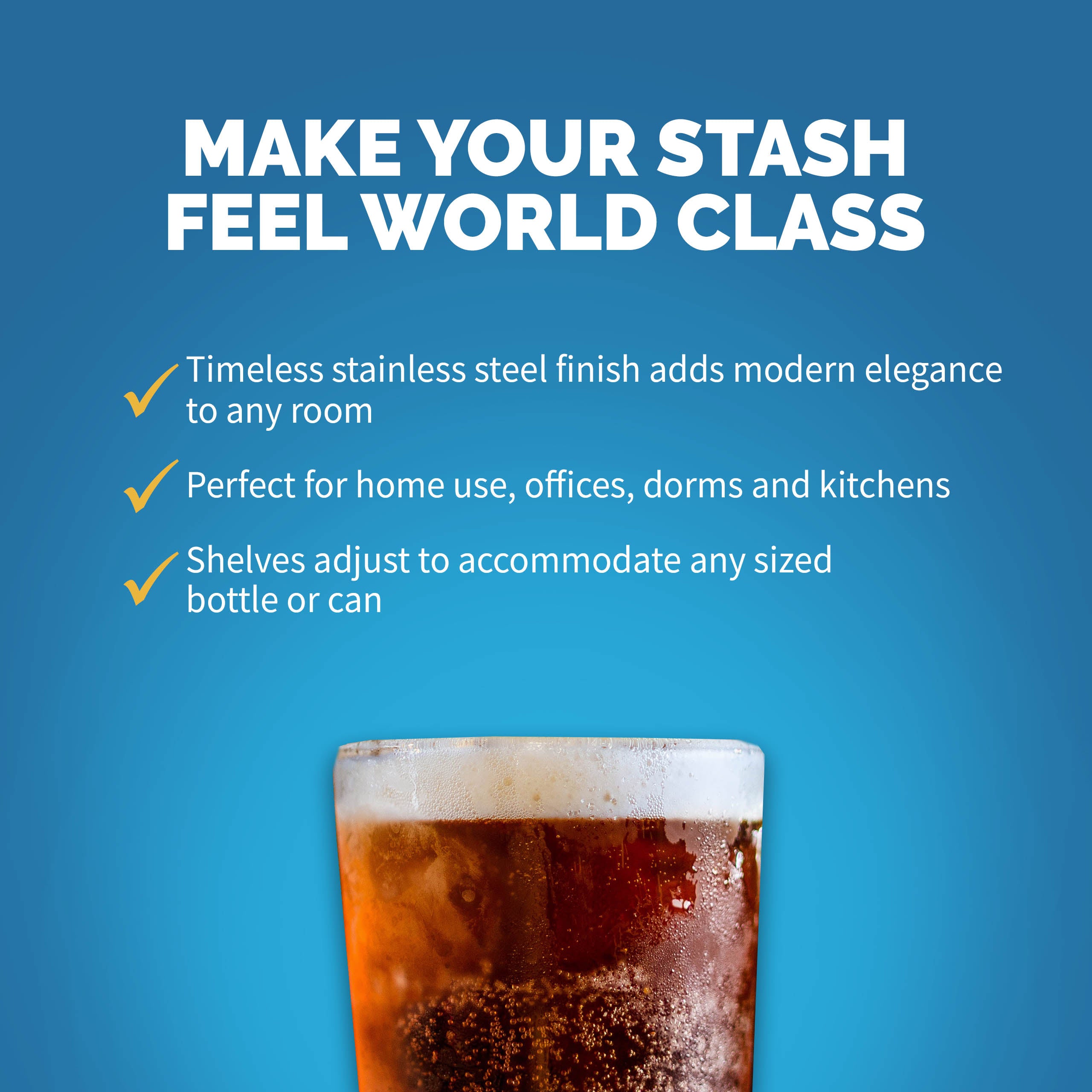 Newair® 90 Can Freestanding Stainless Steel Beverage Refrigerator - Perfect for Home Bars, Offices, and Game Rooms - Keep Drinks Cold and Organized
