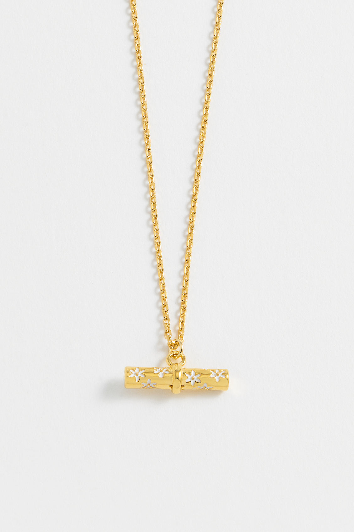 Elegant Floral T Bar Necklace for Women - Dainty Gold Layering Pendant Jewelry - Perfect for Weddings, Date Nights & Everyday Wear