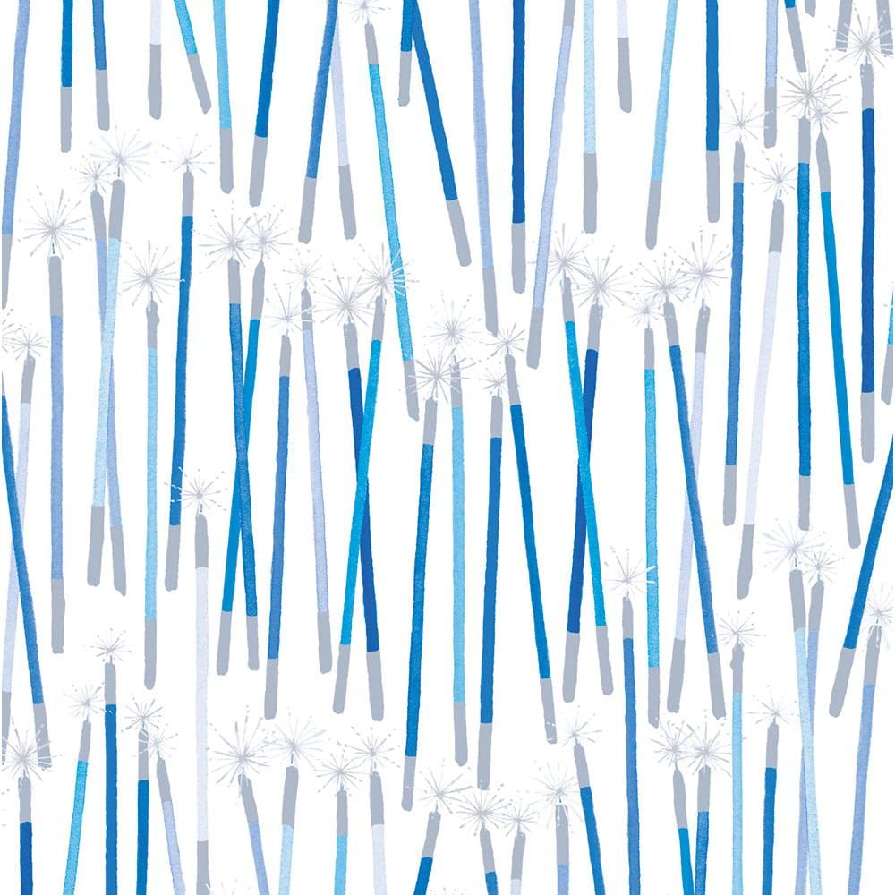 Premium Blue Hanukkah Candles Gift Wrapping Paper - 30