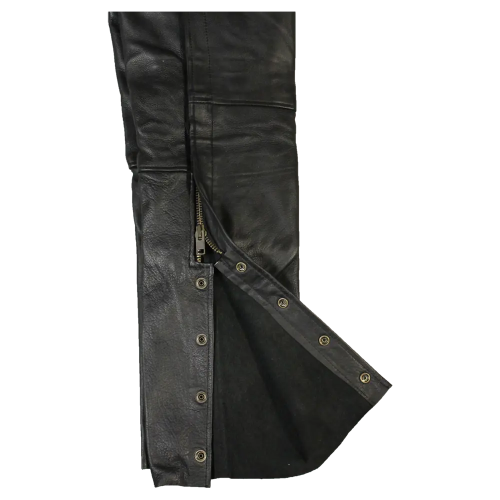 Premium Open Road Men's 2-Pocket Leather Chaps - Durable Motorcycle Riding Gear for Bikers & Outdoor Enthusiasts