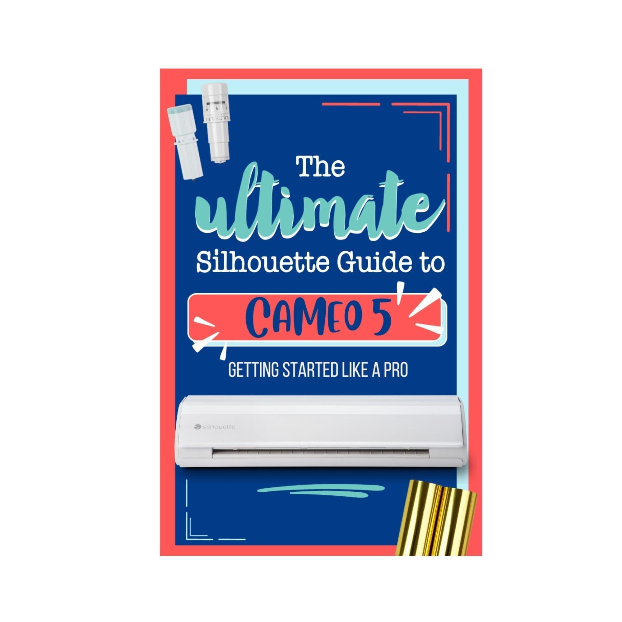 Silhouette Cameo 5 Cutting Machine with 8-in-1 Navy Heat Press Bundle - Includes Siser HTV Vinyl for DIY Crafts, T-Shirts, Home Decor & Personalized Gifts
