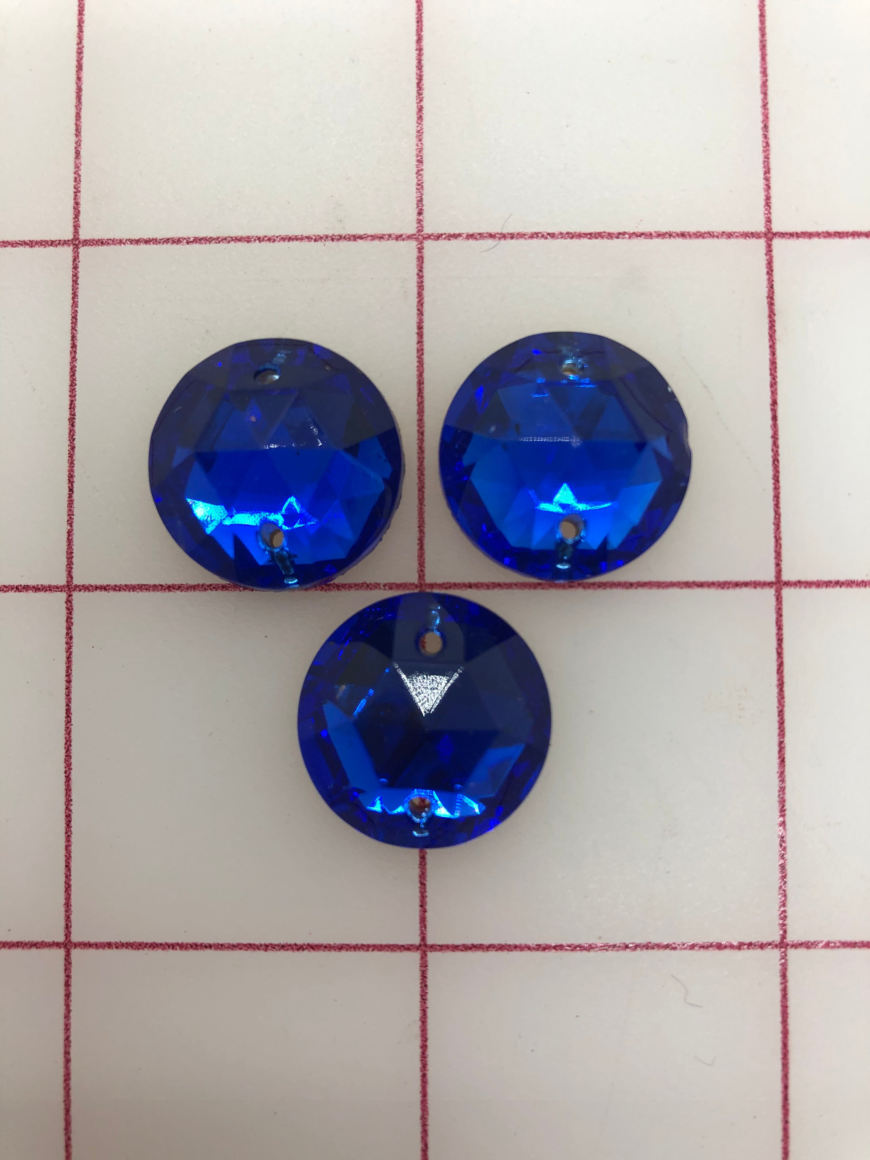 18mm Czech Sapphire Round Rhinestones - 3 Pack for Sew On Jewelry, Costumes & DIY Crafts | Premium Quality Sparkling Stones for Clothing, Accessories & Home Decor