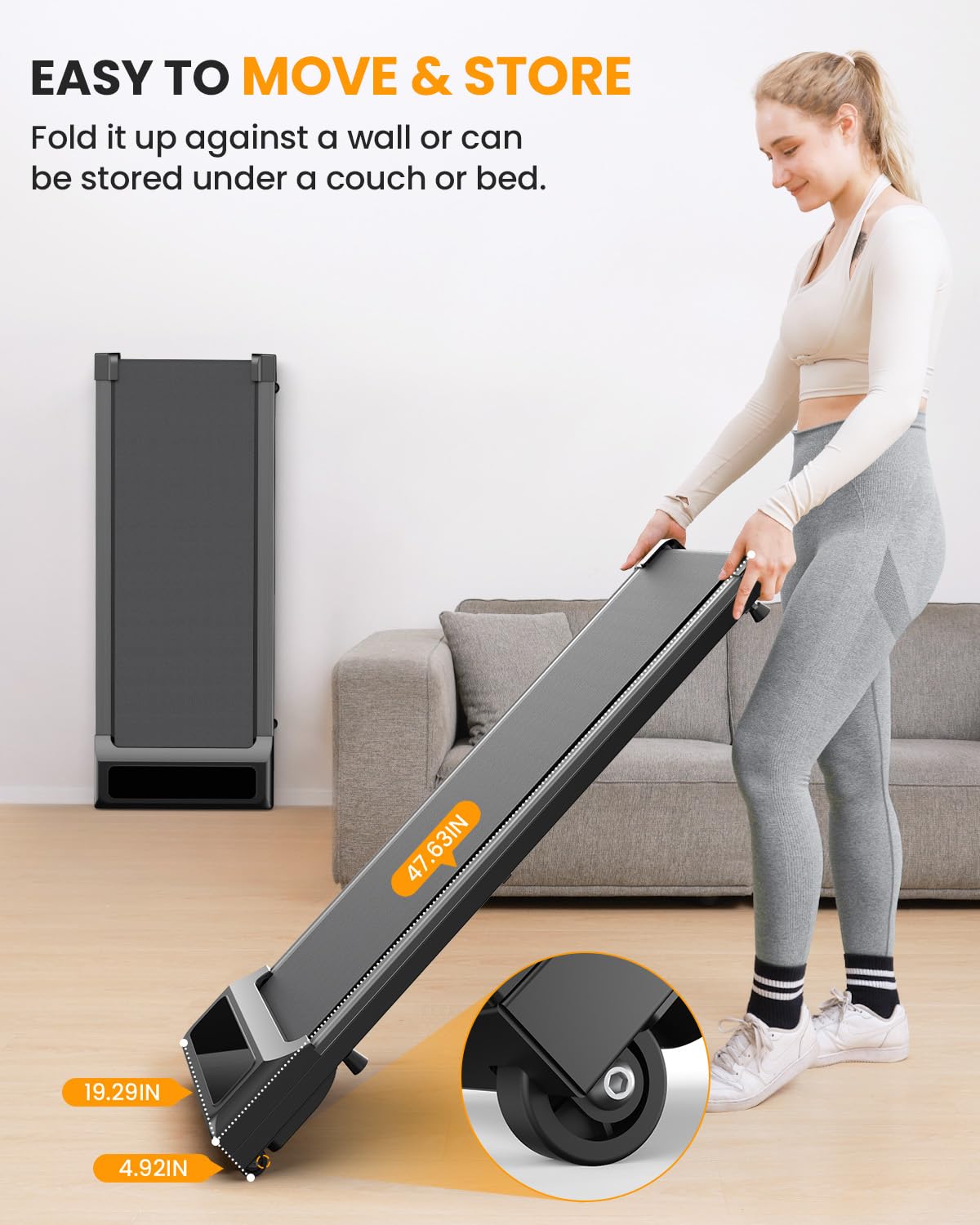 Under Desk Treadmill for Home Office - 2 in 1 Walking Pad Treadmill with Remote Control, LED Display & 2.5HP Quiet Motor, Portable Mini Treadmill for Under Desk Use (265 lbs Capacity) - Perfect for Work from Home, Office Exercise & Small Space Workouts