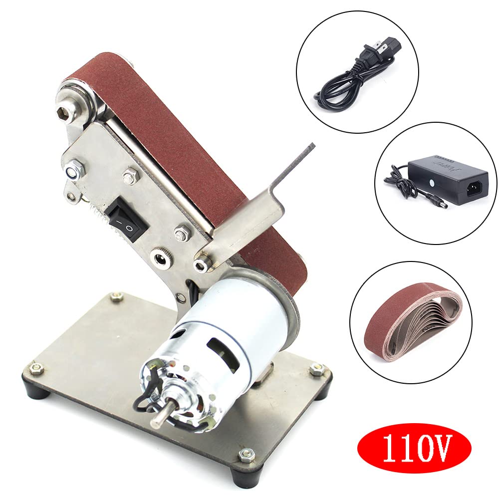 Mini Belt Sander Electric - 895 Motor 7-Speed Adjustable DIY Bench Grinder for Wood, Metal & Plastic Polishing - Perfect for Woodworking, Metalworking & Craft Projects