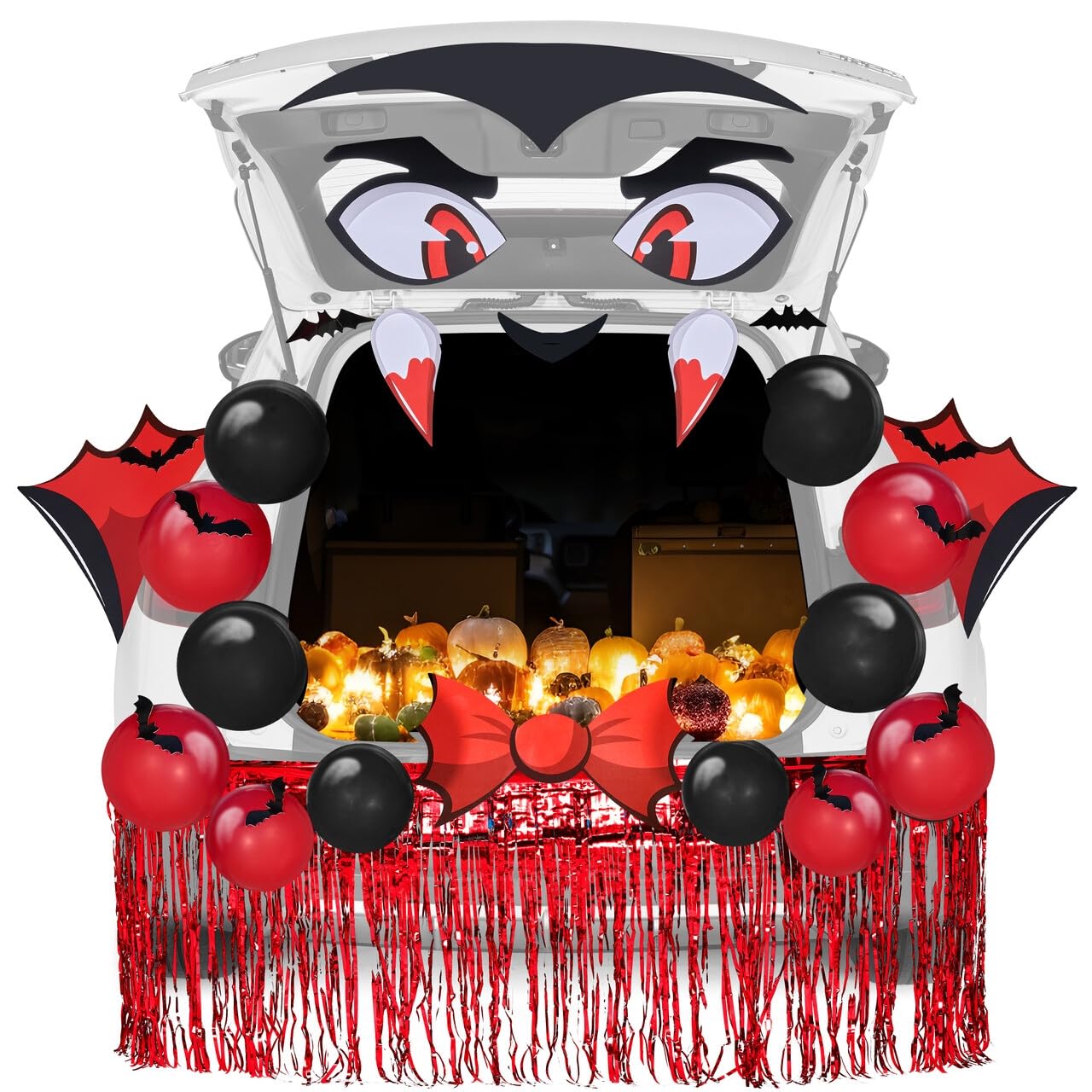 JOYIN Halloween Trunk or Treat Car Decorations Kit - Vampire Monster Design with Bats, Balloons & Tassels for Haunted House, Garage & Door Entryway Decor | Perfect for Halloween Parties, Trick or Treat Events & Spooky Home Decor