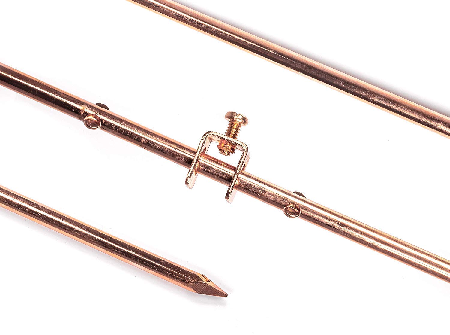 4ft Copper Grounding Rod with Clamp for Electric Fences & Antennas