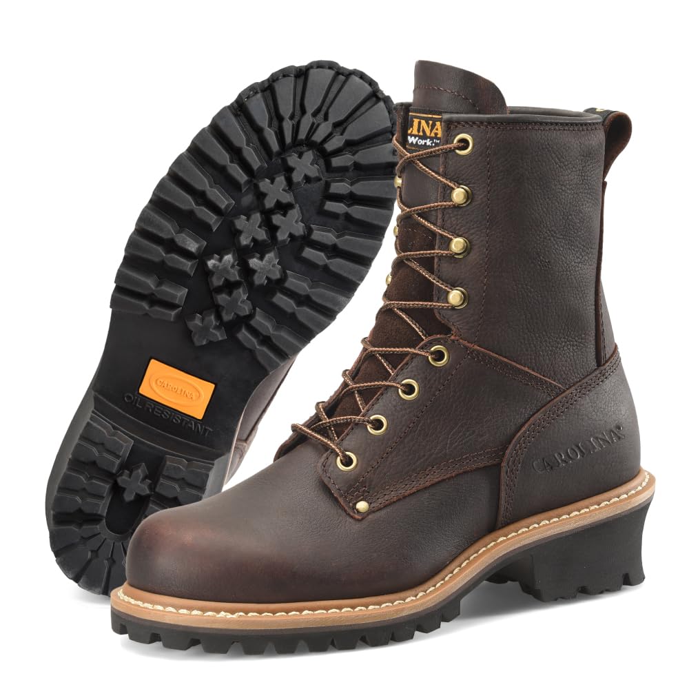 Carolina Elm 8” Women's Logger Work Boots - Rugged Leather Upper, Cushioned Footbed, Oil & Slip-Resistant Outsole, EH Safety Rated - Ideal for Construction, Landscaping & Outdoor Work