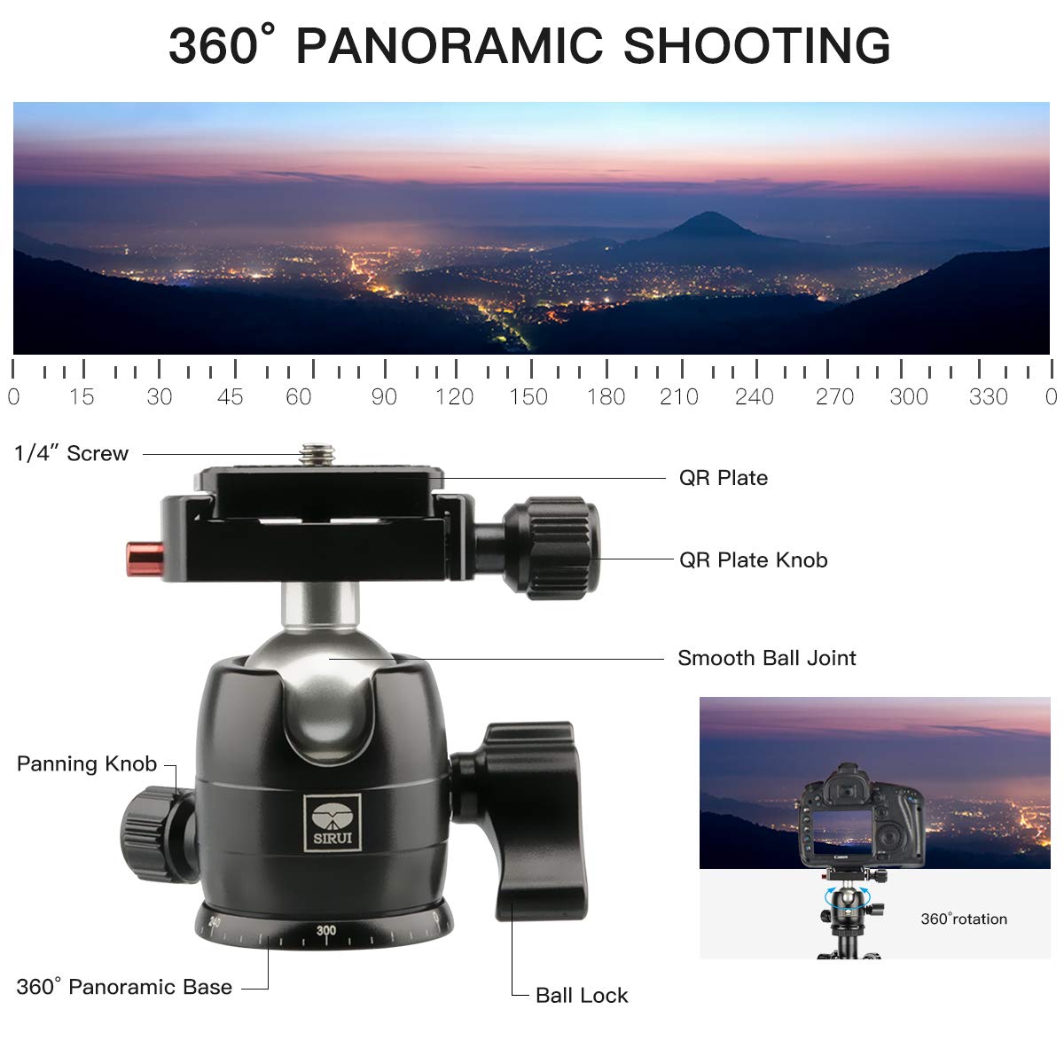 Lightweight Aluminum Travel Tripod - SIRUI Compact 5AX 51.97