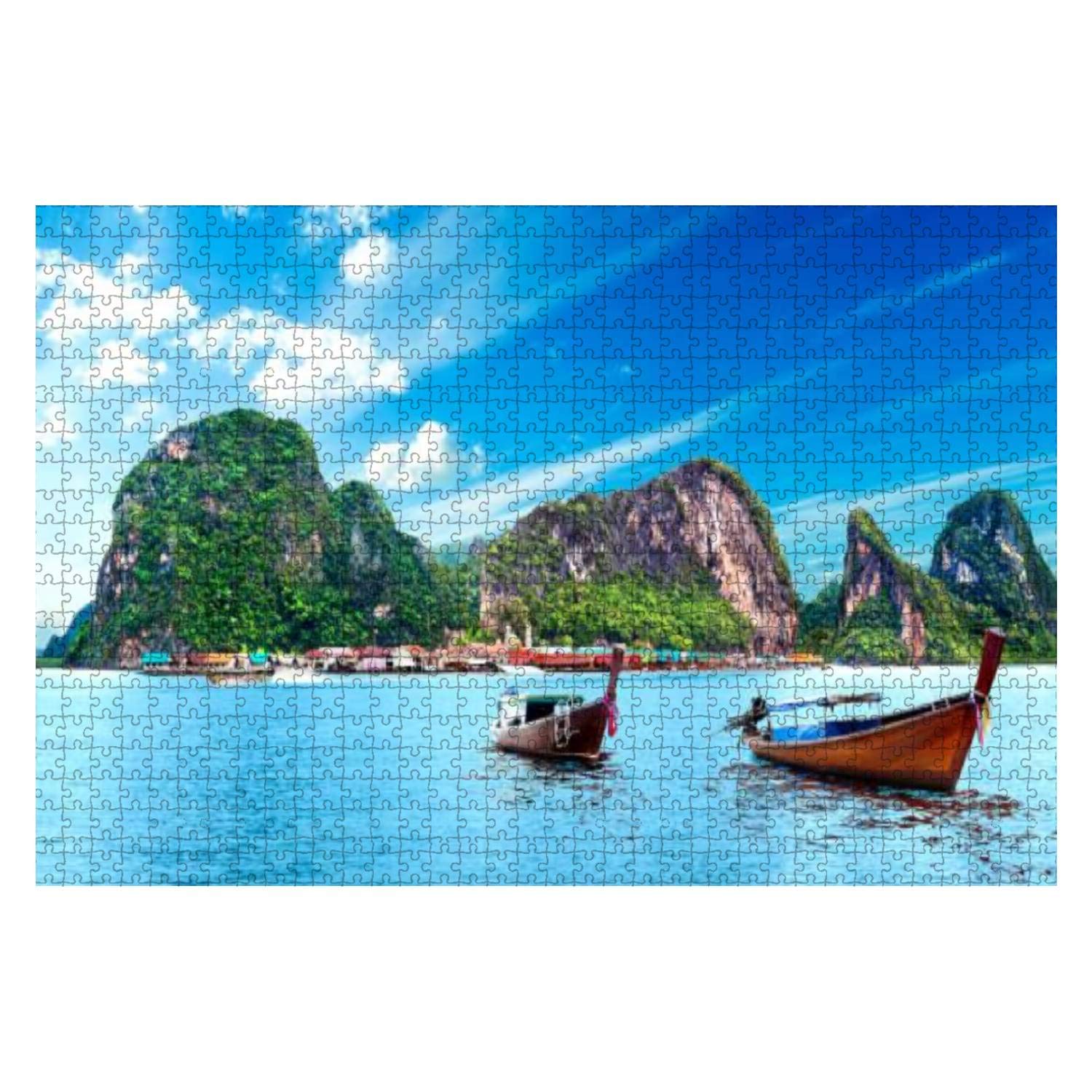 1000 Piece Wooden Jigsaw Puzzle - Scenic Phuket Landscape with Tropical Beach & Seascape | Thailand Travel Theme Puzzle for Adults & Kids | Educational Toy & Stress Relief Game | Perfect for Family Game Night, Classroom Activities, and Relaxation Therapy