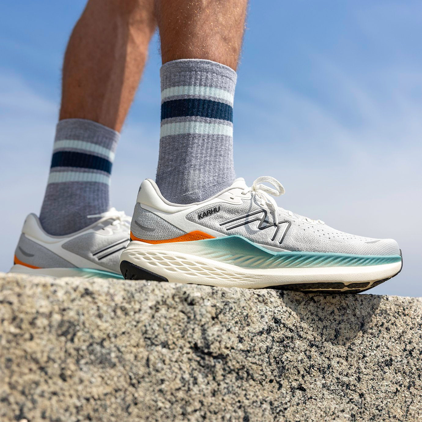 Men's Mestari Run 1.5 Running Shoes - White/Dusty Turquoise | Lightweight Breathable Sneakers for Jogging, Gym Workouts & Casual Wear