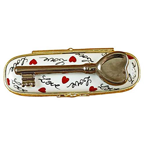 Exquisite 'Key to My Heart' Limoges Box - Hand-Painted French Porcelain Trinket Box - Perfect for Valentine's Gifts, Anniversary Presents & Romantic Home Decor