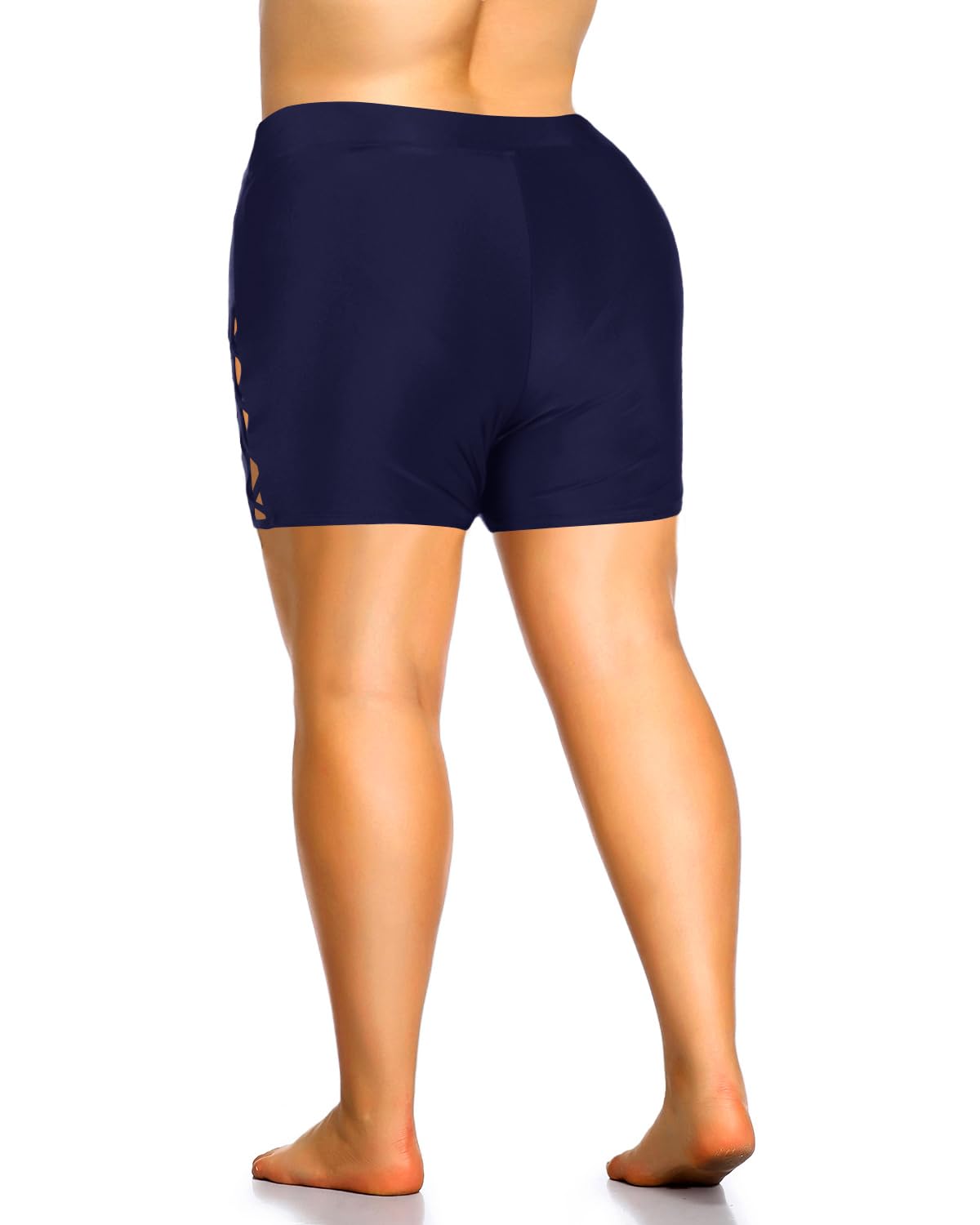 **Holipick Women's Plus Size High Waist Swim Shorts - Strappy Boyshort Bathing Suit for Beach, Pool & Vacation**