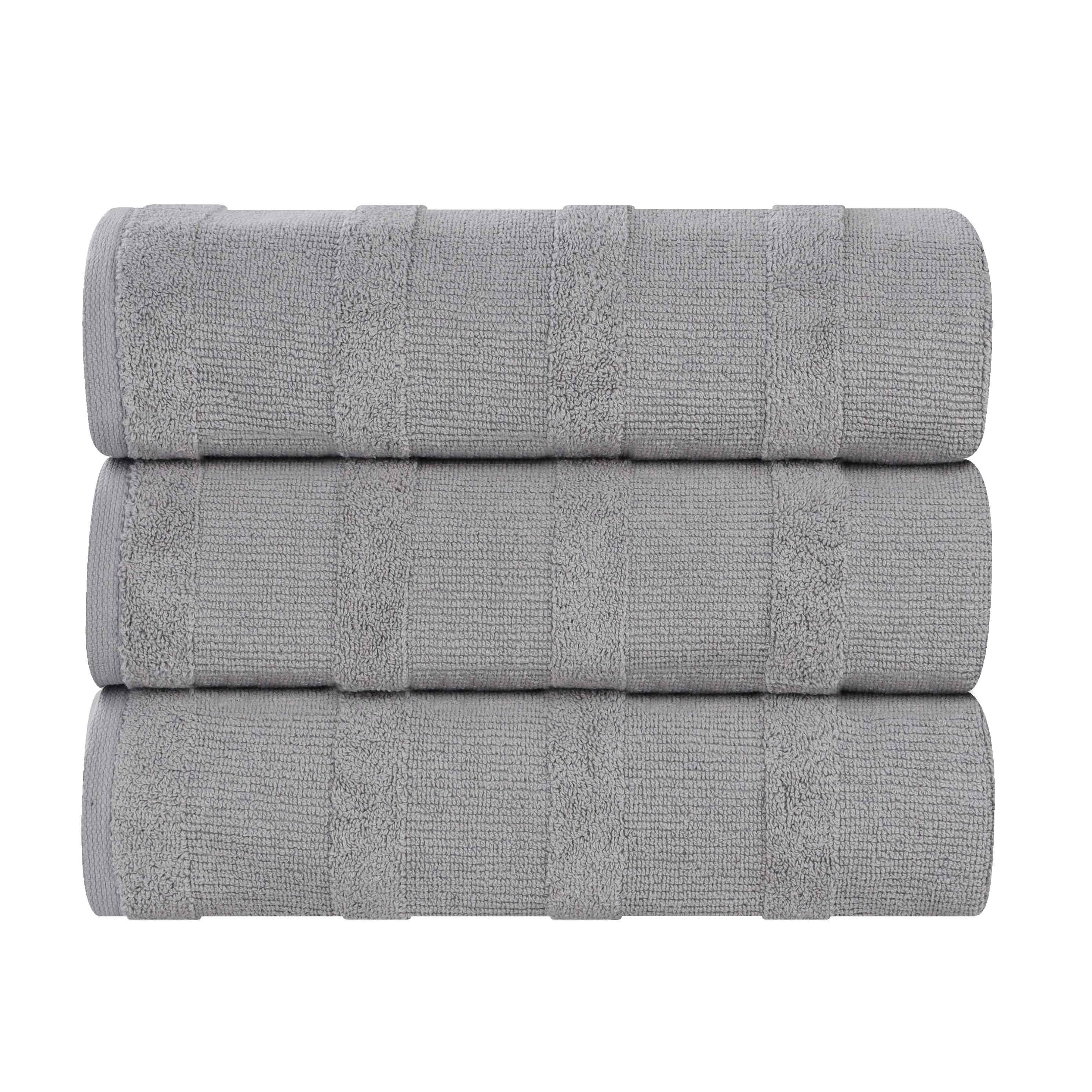 Premium Roma Cotton Ribbed Textured Bath Towels Set of 3 - Ultra Soft & Absorbent Luxury Towels for Spa, Bathroom & Beach Use