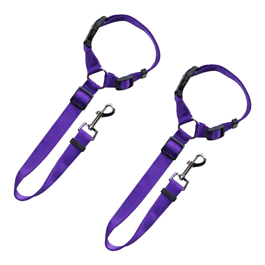 Balacoo 2-Pack Adjustable Dog Seat Belt for Cars - Pet Safety Harness with Headrest Restraint, Vehicle Travel & Daily Use - Purple (Perfect for Road Trips, Vet Visits & Secure Car Rides)