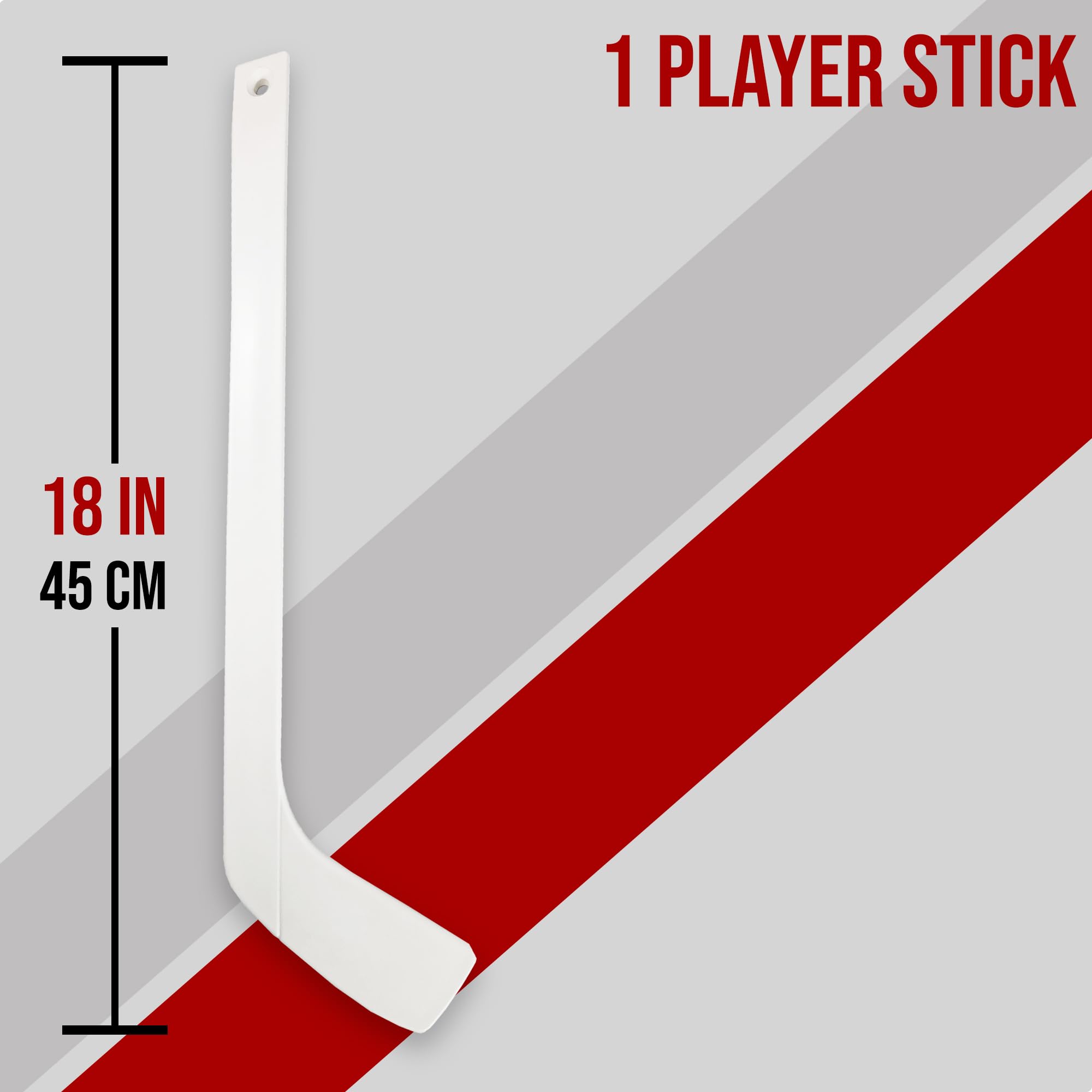 PRISP 18 Inch Plastic Mini Hockey Stick - Lightweight Knee Hockey Stick for Kids & Adults, Perfect for Indoor, Basement, Garage Play - Great Sports Gift for Hockey Fans & Family Fun Games