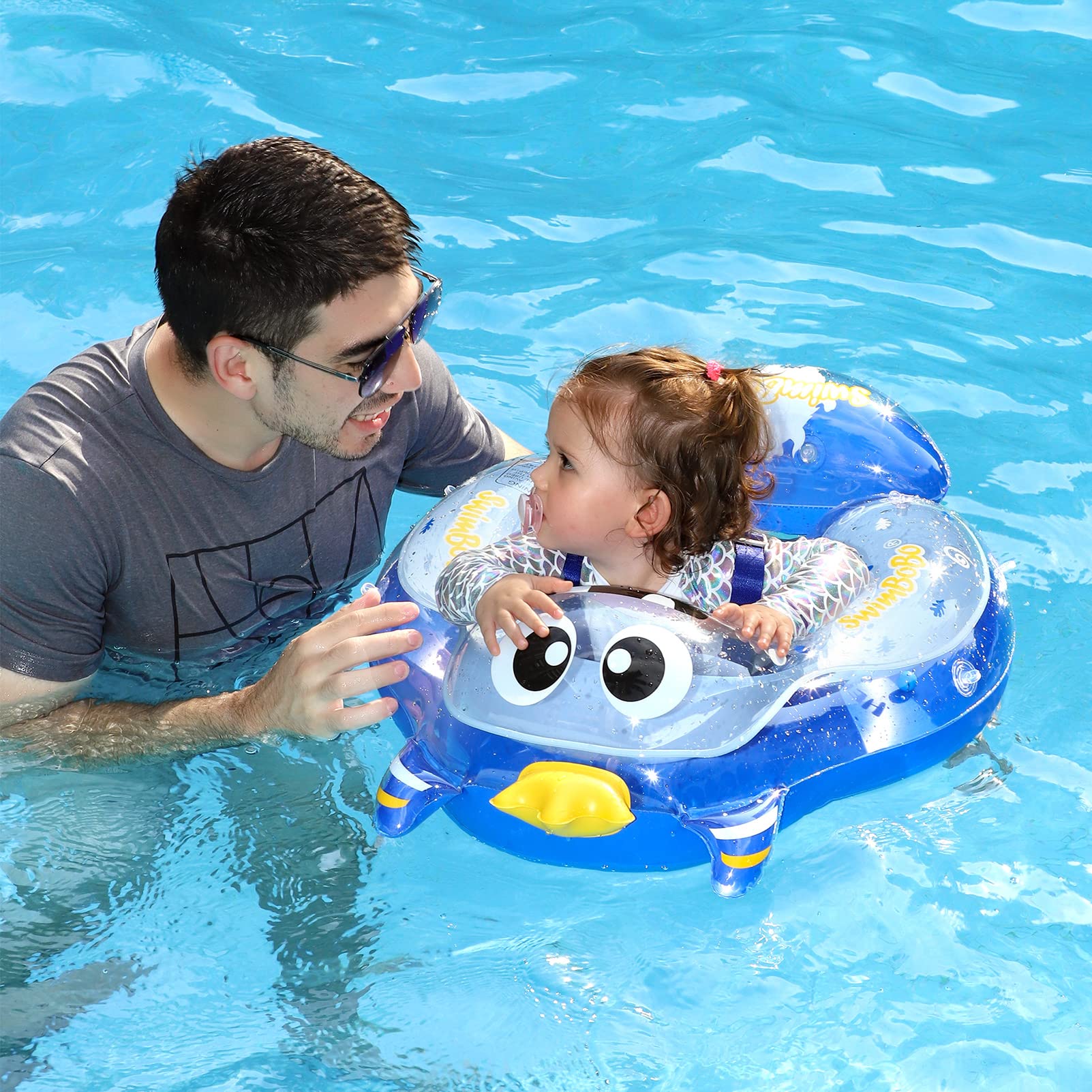 Swimbobo Baby Pool Float - Inflatable Transparent Monster Design with Safety Seat for Infants 6-36 Months | Perfect for Summer Swimming, Beach Trips & Backyard Pool Fun