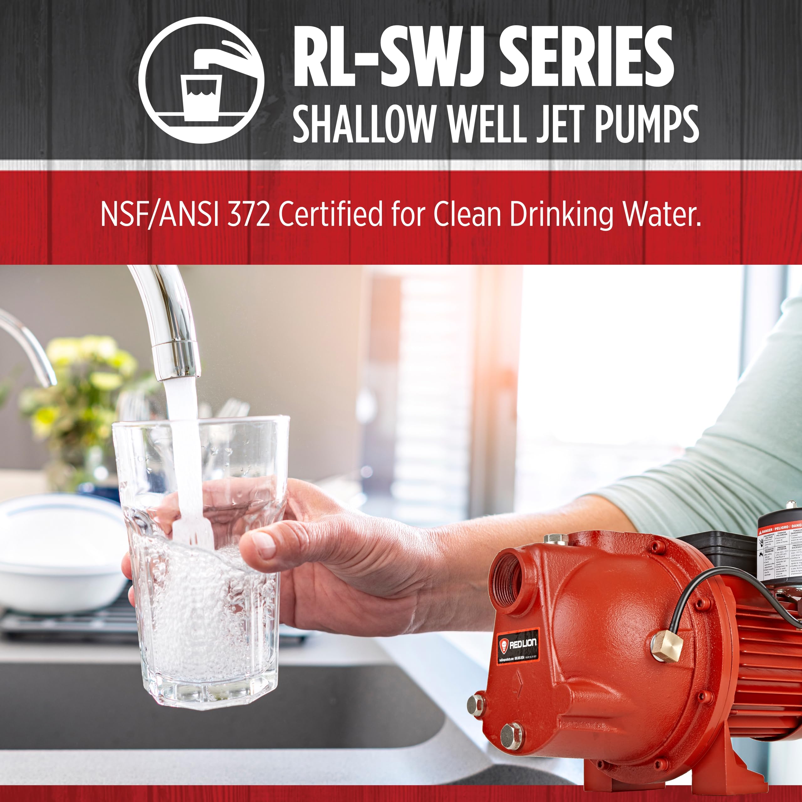 Red Lion RL-SWJ100 1 HP Cast Iron Shallow Well Jet Pump - 17 GPM, Dual Voltage (115V/230V) - Ideal for Home Water Supply, Irrigation & Farm Use - Model 97081001