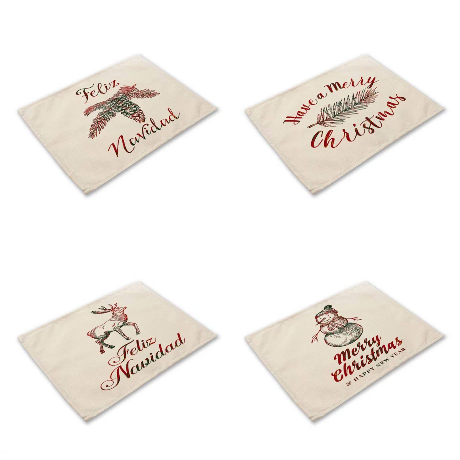 Washable Non-Slip Christmas Table Placemats Set of 4 - Heat Insulating Holiday Dining Mats for Restaurants & Home Decor | Perfect for Christmas Dinner, Party Decorations & Festive Gatherings