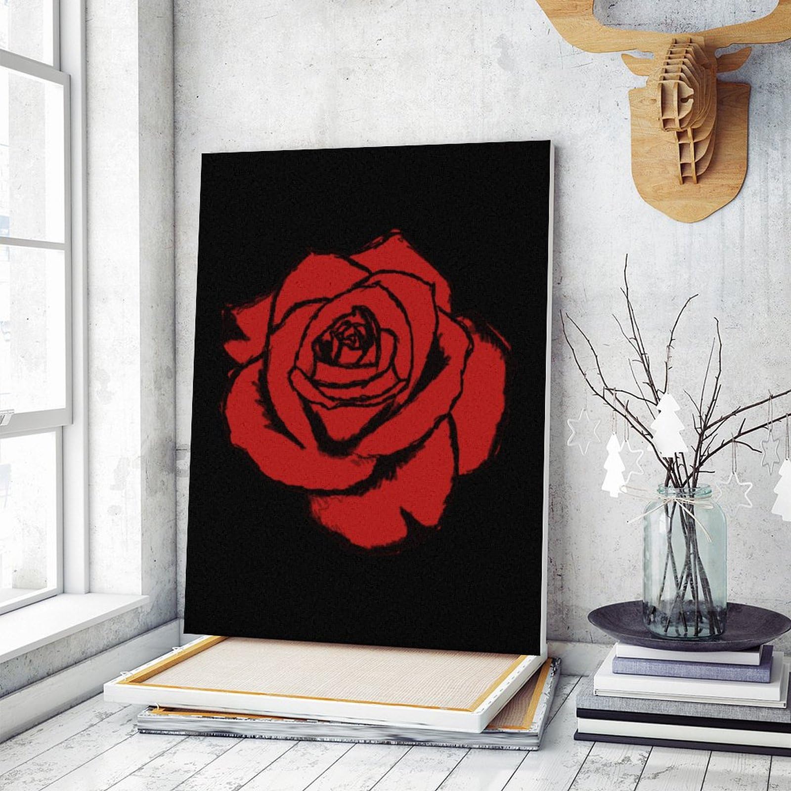 Personalized Red Rose Adult Paint by Number Kit - Digital Oil Painting Set with Frame for Stress Relief & Home Decor | Creative Gift for Women, Mothers, Artists