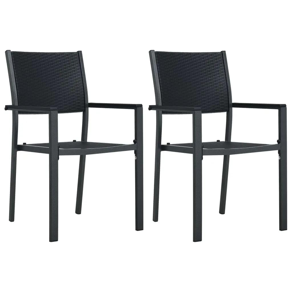 vidaXL 3-Piece Patio Dining Set - Outdoor Garden Table and Chairs for Lawn, Yard, Terrace & Balcony - Black Seating Furniture for Al Fresco Dining & Entertaining