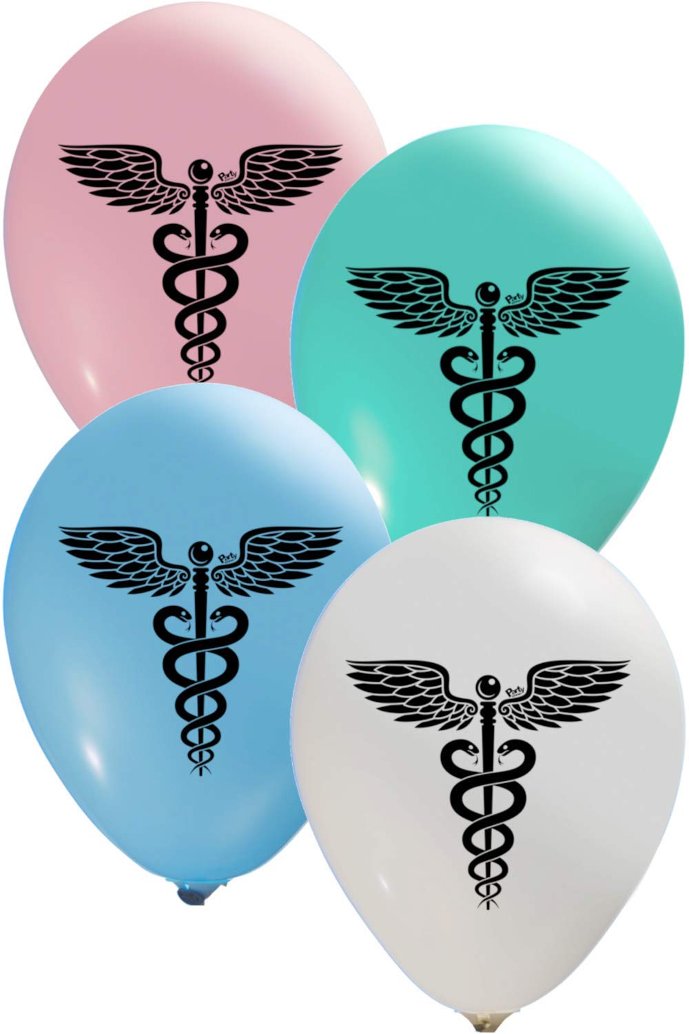 Caduceus Medical Doctor Balloons - 12 Inch Latex Balloons - Double Sided Print (16 Pack) - Fill with Air or Helium for Birthday Parties, Graduations, Hospital Events & Medical Celebrations
