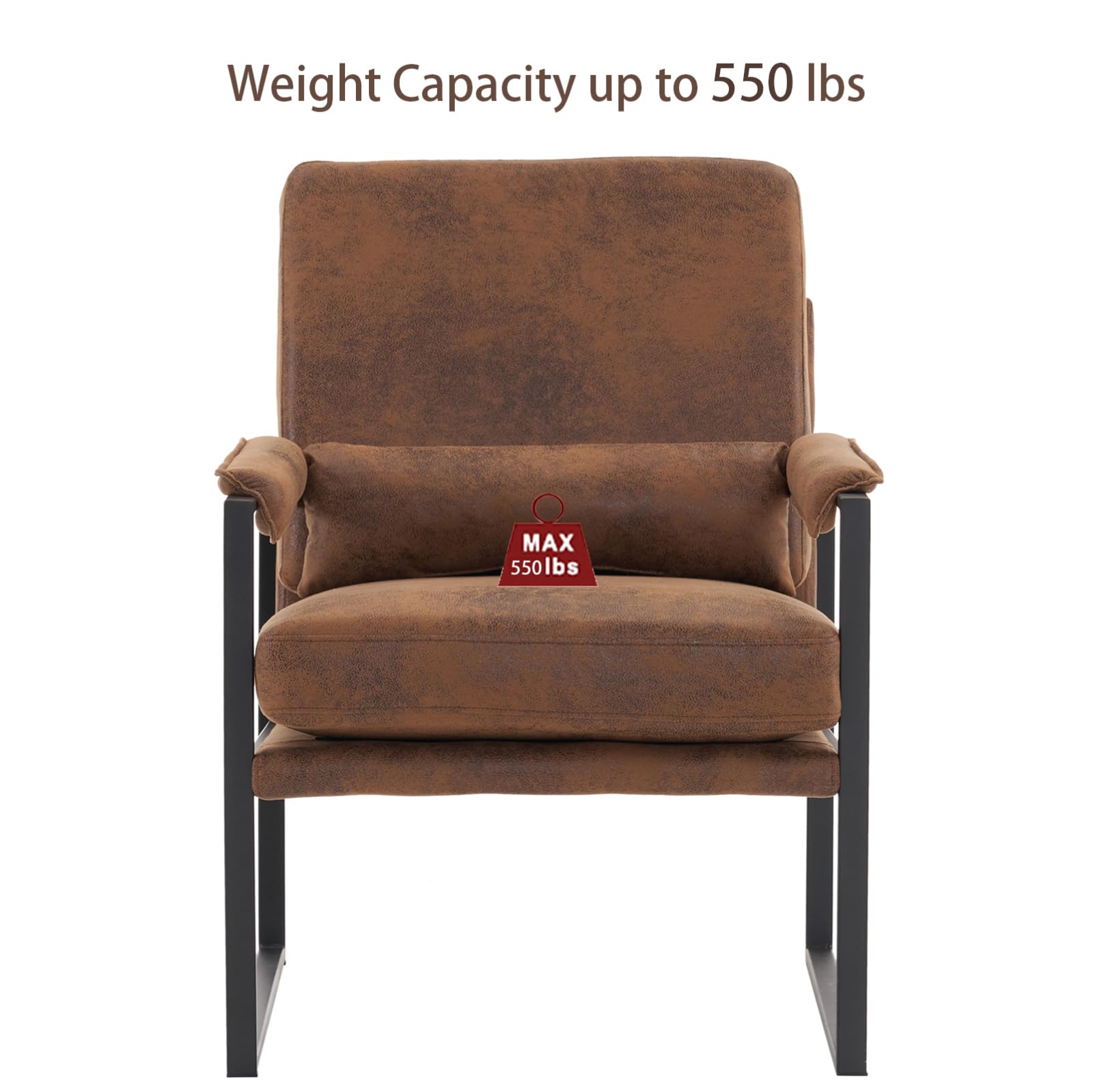 Modern Accent Chair for Living Room - Iron Frame Lounge Chair with Bronzing Cloth Upholstery, Comfortable Armchair for Bedroom, Office, Small Spaces & Apartments - Perfect for Reading, Relaxing & Vanity Areas (Orange)