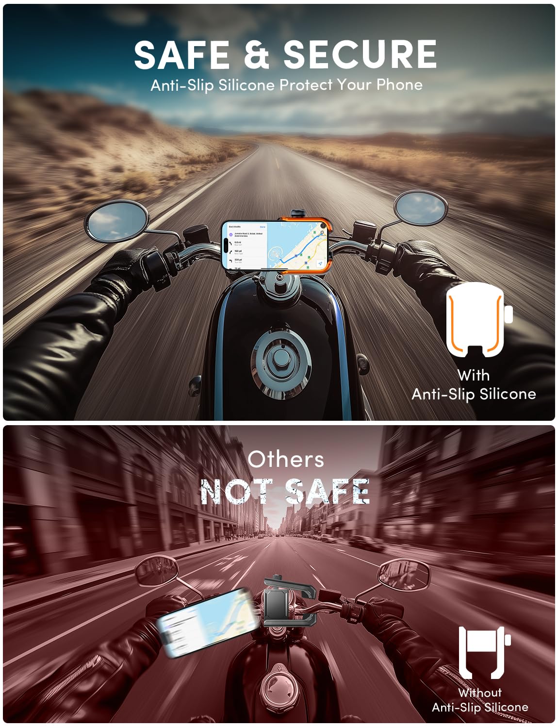 Bike Phone Holder - Rotatable Handlebar Mount for iPhone & Samsung - Perfect for Cycling & Scooters