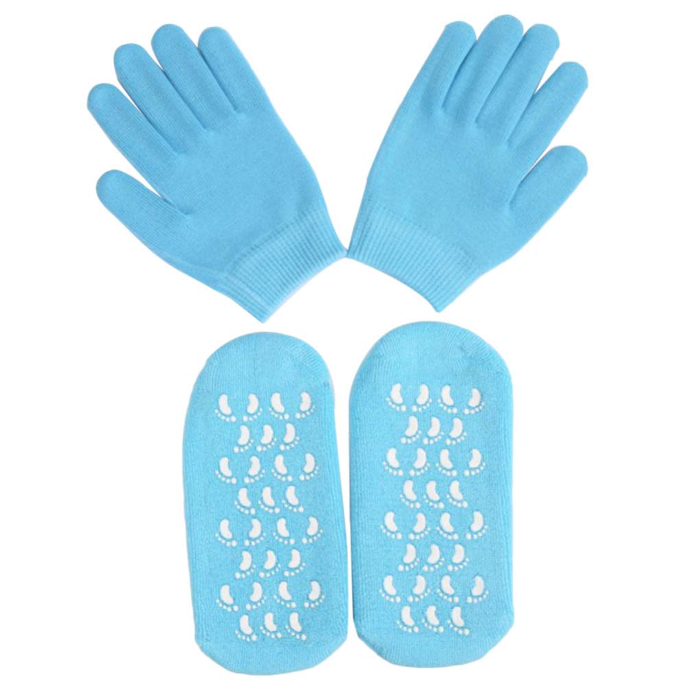 Lurrose Joboba Oil Infused Moisturizing Gel Socks - Spa & Pedicure Socks for Deep Hydration, Soft Skin - Sky Blue Color - Perfect for Home Spa, Relaxation & Foot Care