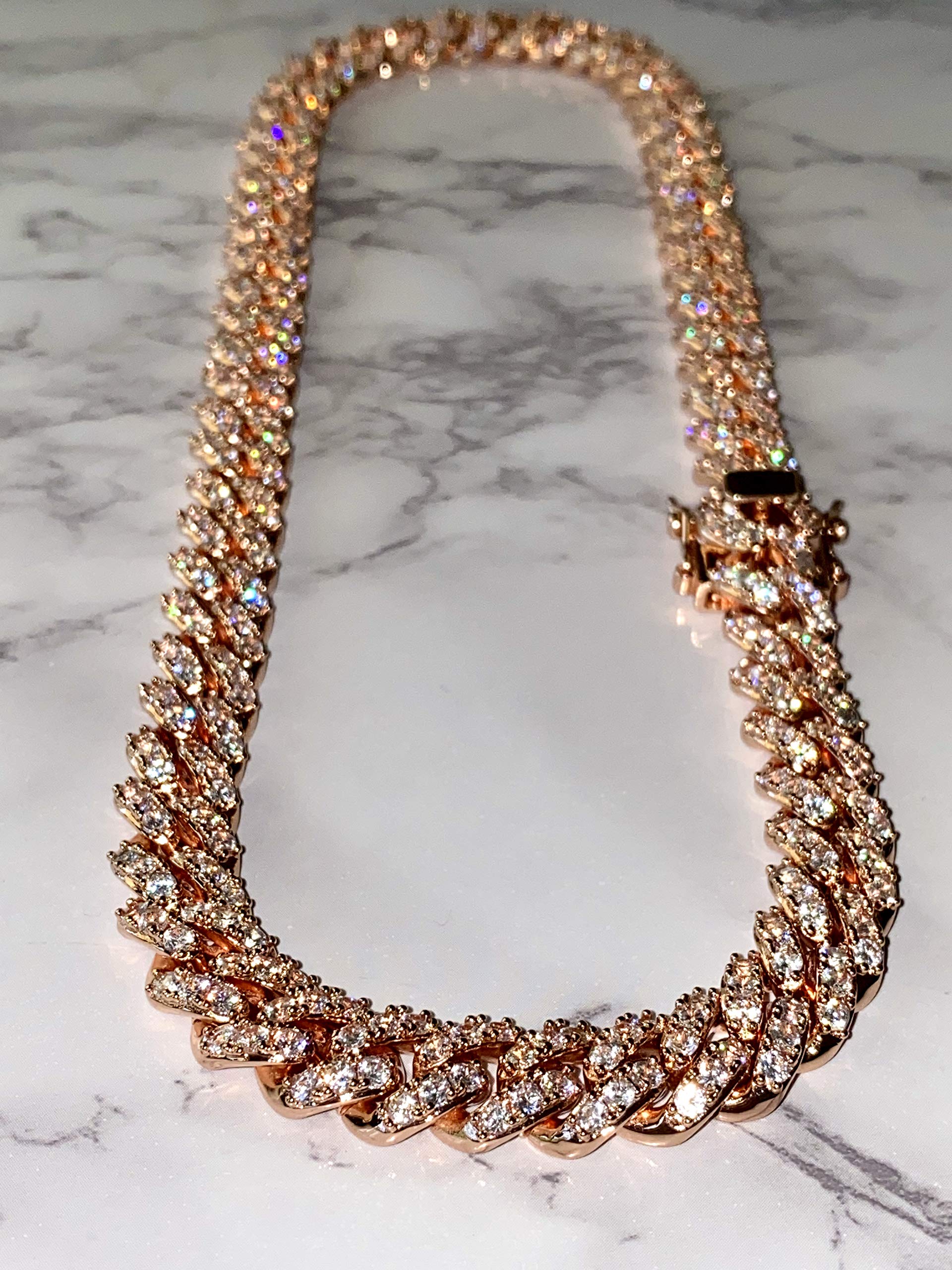 14K Rose Gold Miami Cuban Chain Necklace 12mm 20