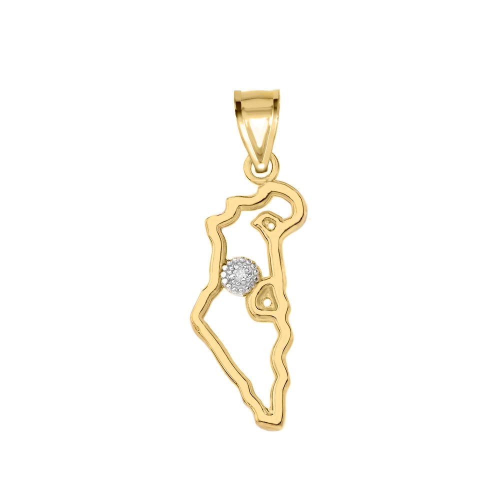 Israel Outline Map Pendant - Jewish Charm Necklace with Hebrew Inscription - Perfect for Hanukkah, Bar Mitzvah & Jewish Cultural Events