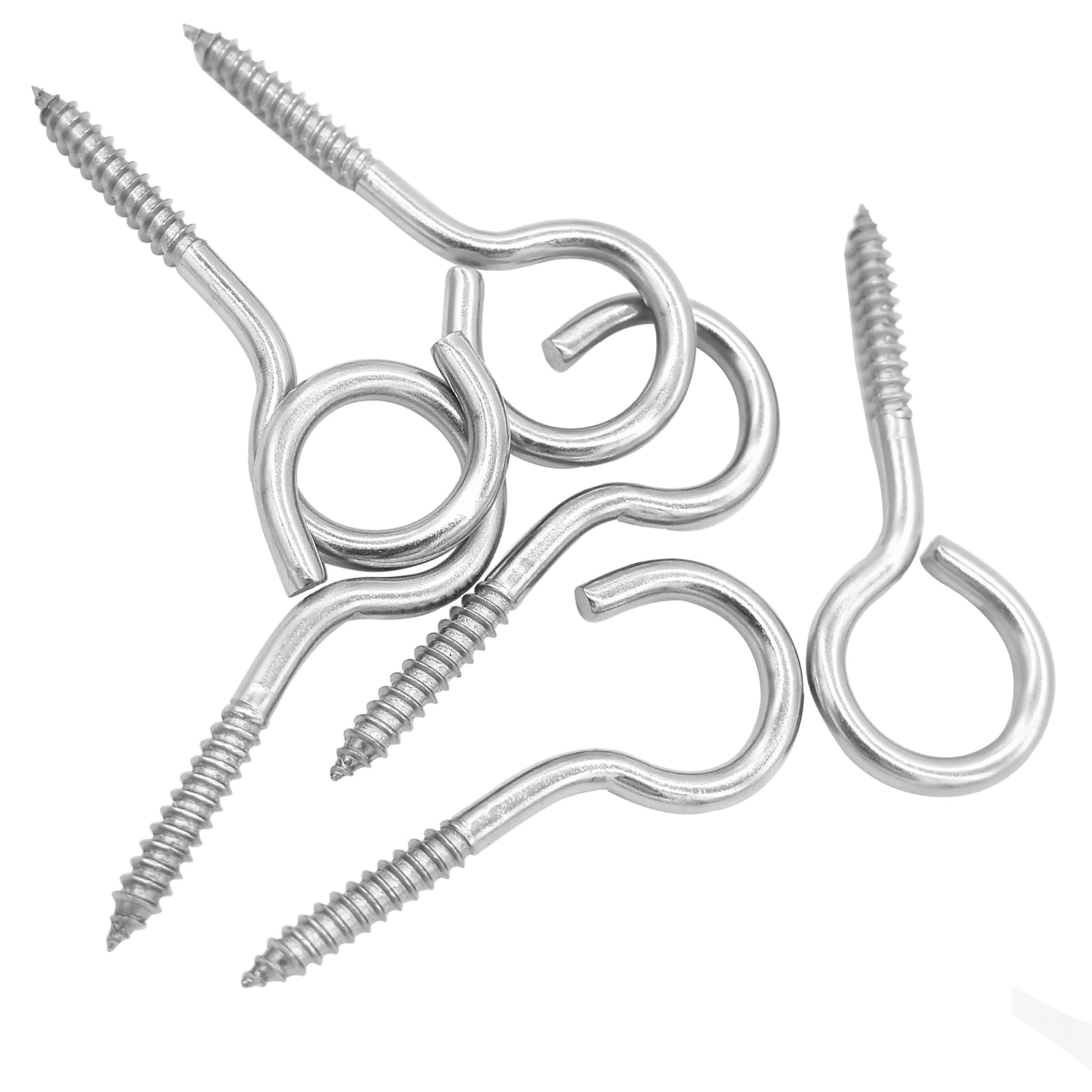 24 Pack M6 304 Stainless Steel Screw Eye Hooks - 2.5 Inch Heavy Duty Eye Bolts - 200LB Load Bearing Capacity - Self-Tapping Eye Ring Hooks for Wood, Metal & DIY Projects - Perfect for Hanging Plants, Hammocks & Outdoor Decor