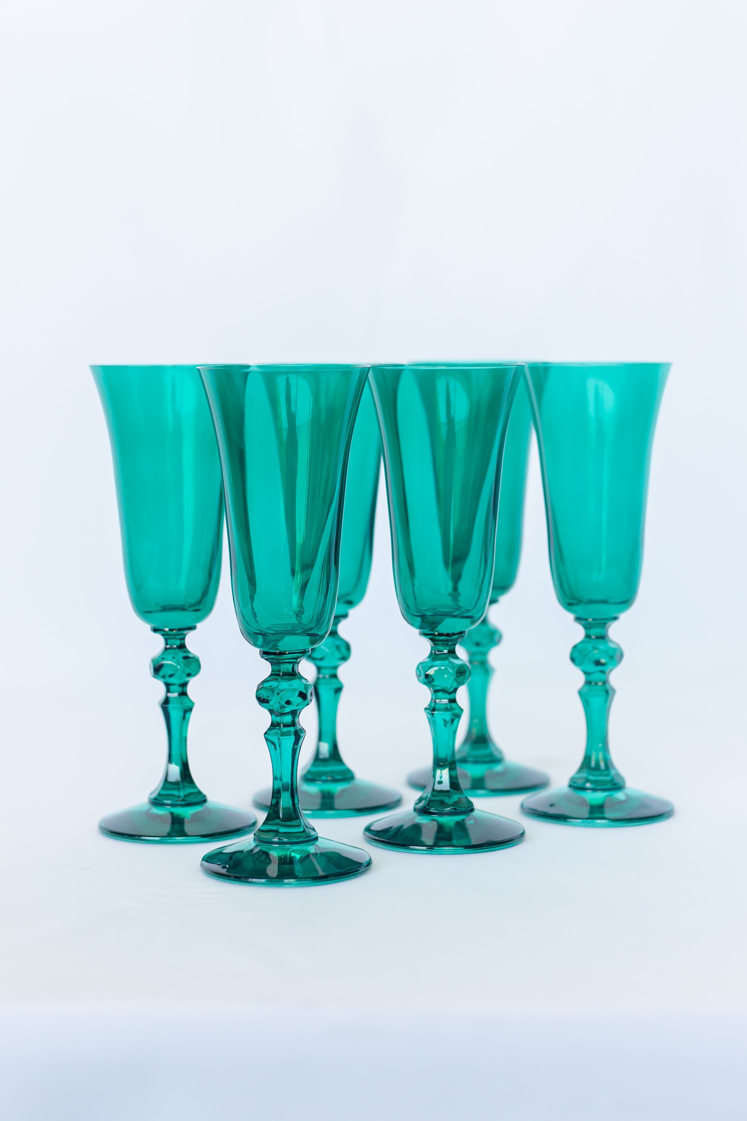 Estelle Colored Regal Flute Set of 2 - Emerald Green Glass Flutes for Champagne, Wine & Cocktails | Elegant Drinkware for Weddings, Parties & Special Occasions