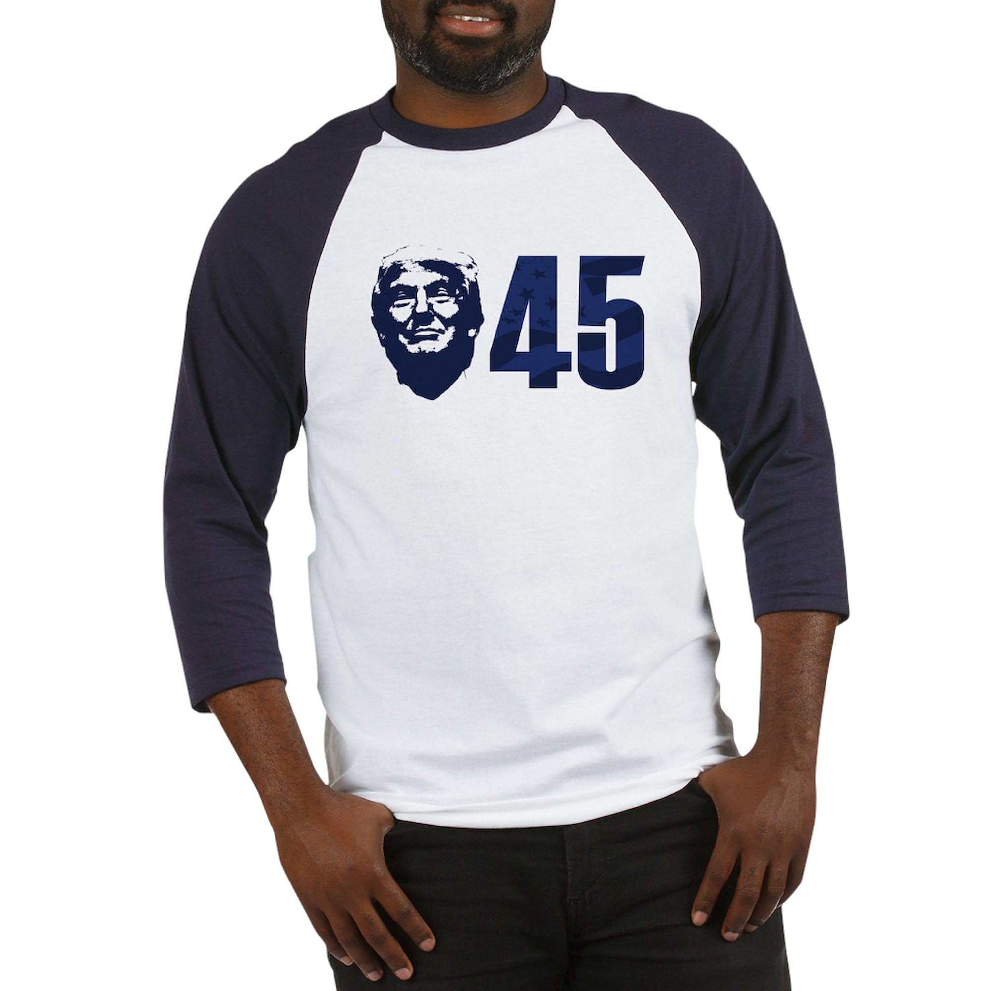 Trump 45 Baseball Jersey for Men - Cotton 3/4 Raglan Sleeve Shirt | Political Fan Apparel for Baseball Games, Rallies & Patriotic Events
