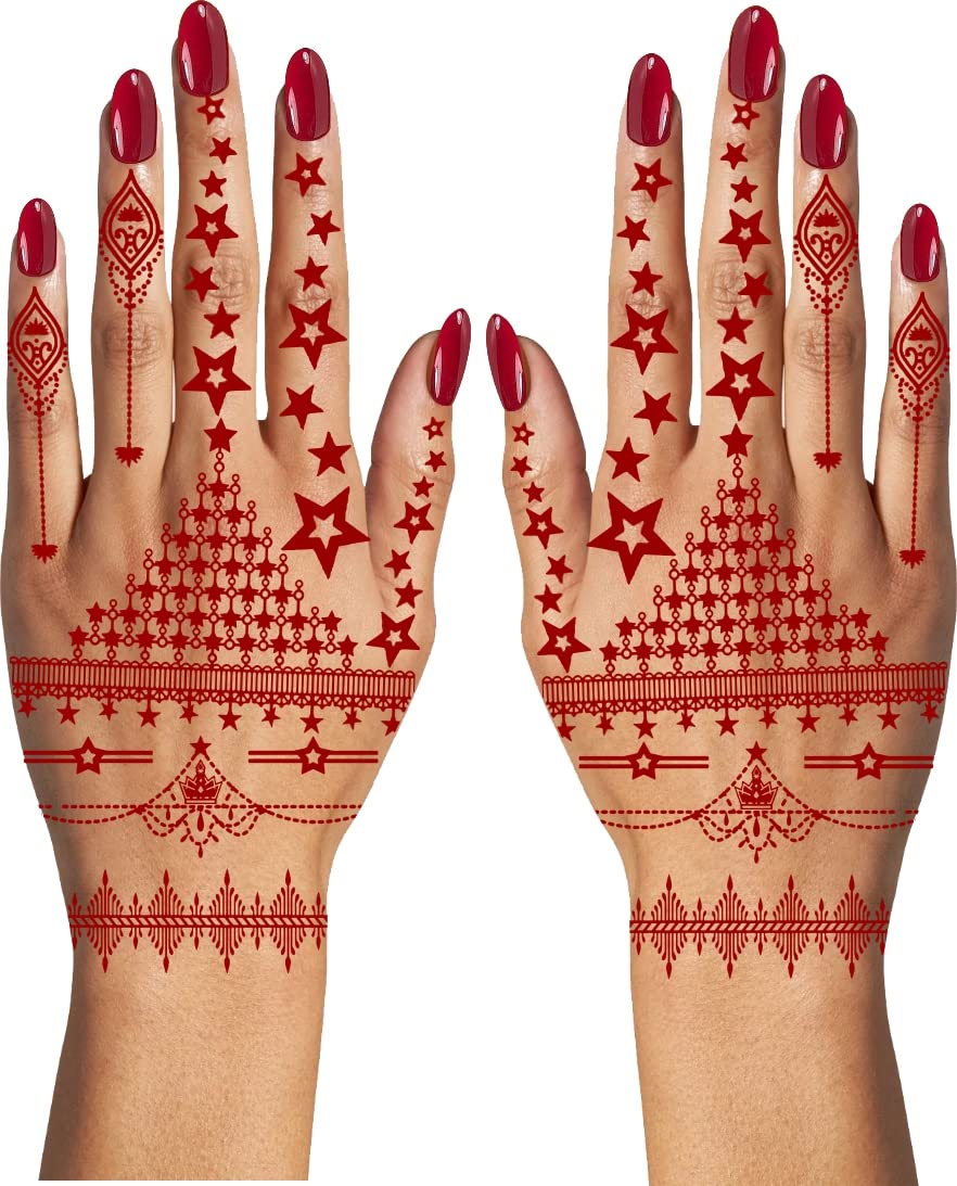 Waterproof Mandala Mehndi Temporary Tattoo Sticker for Women - Long Lasting Body Art for Parties, Festivals & Beach Vacations