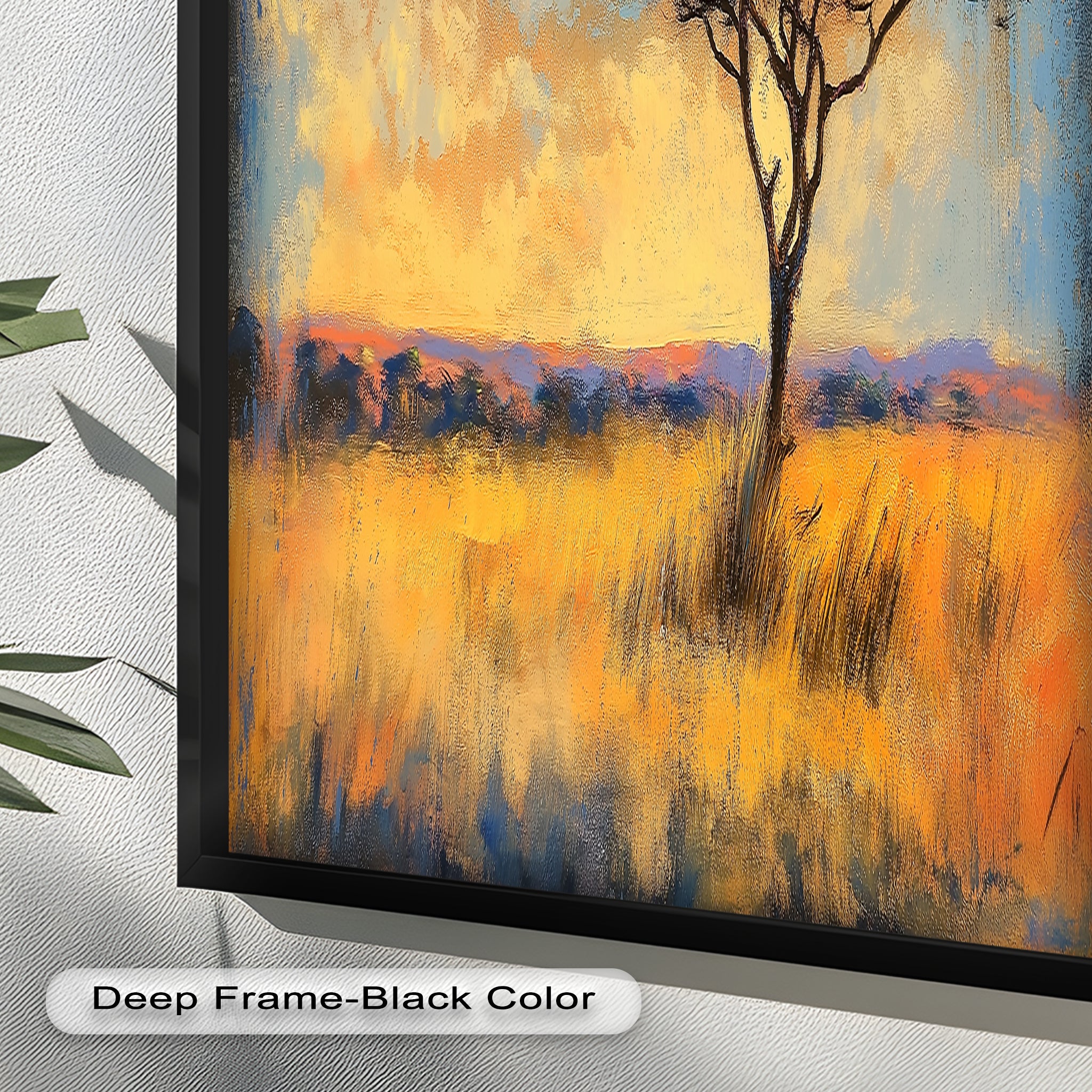 African Savannah Tree Wall Art - Handmade Landscape Oil Painting for Living Room & Bedroom Decor